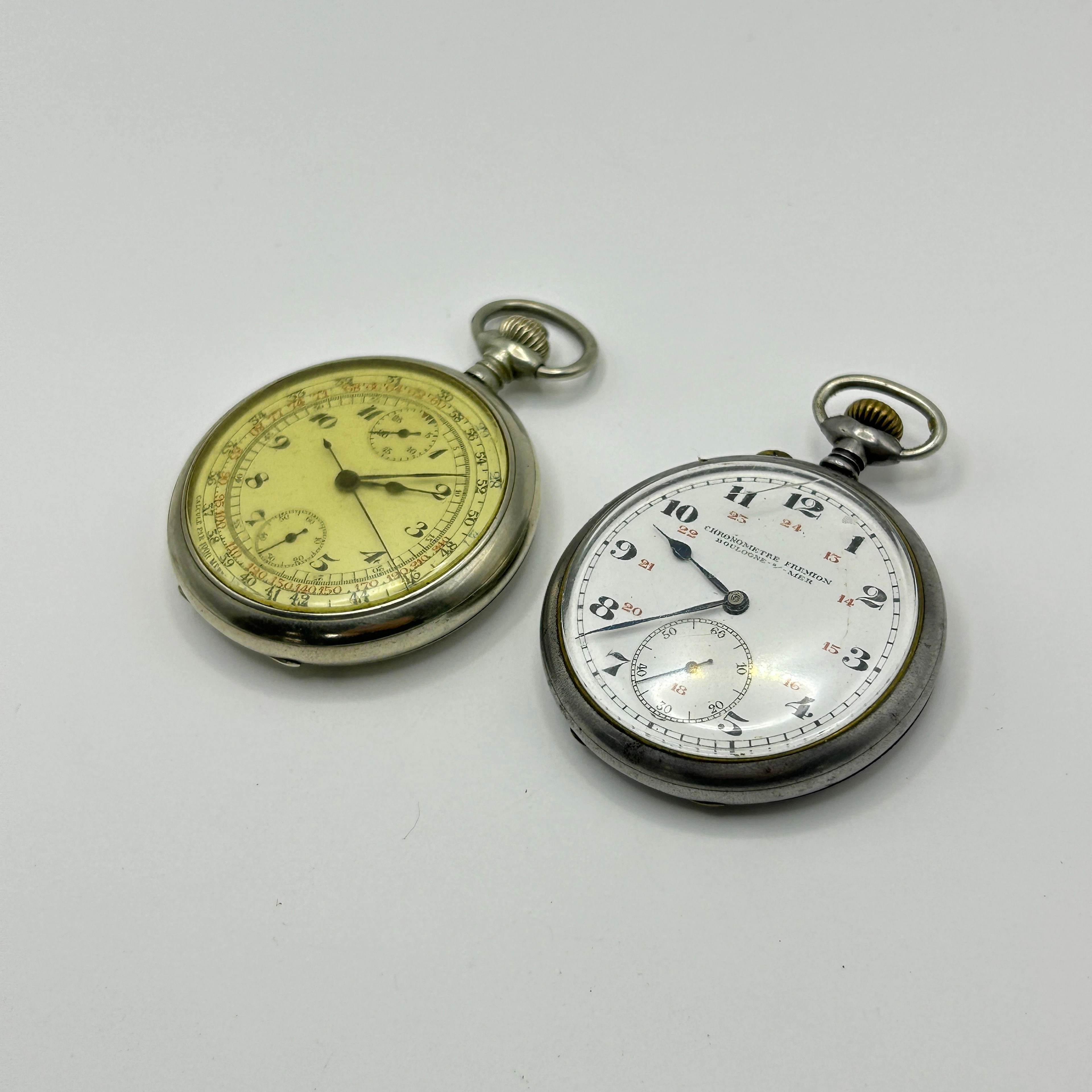 A POCKET WATCH AND A STOPWATCH.