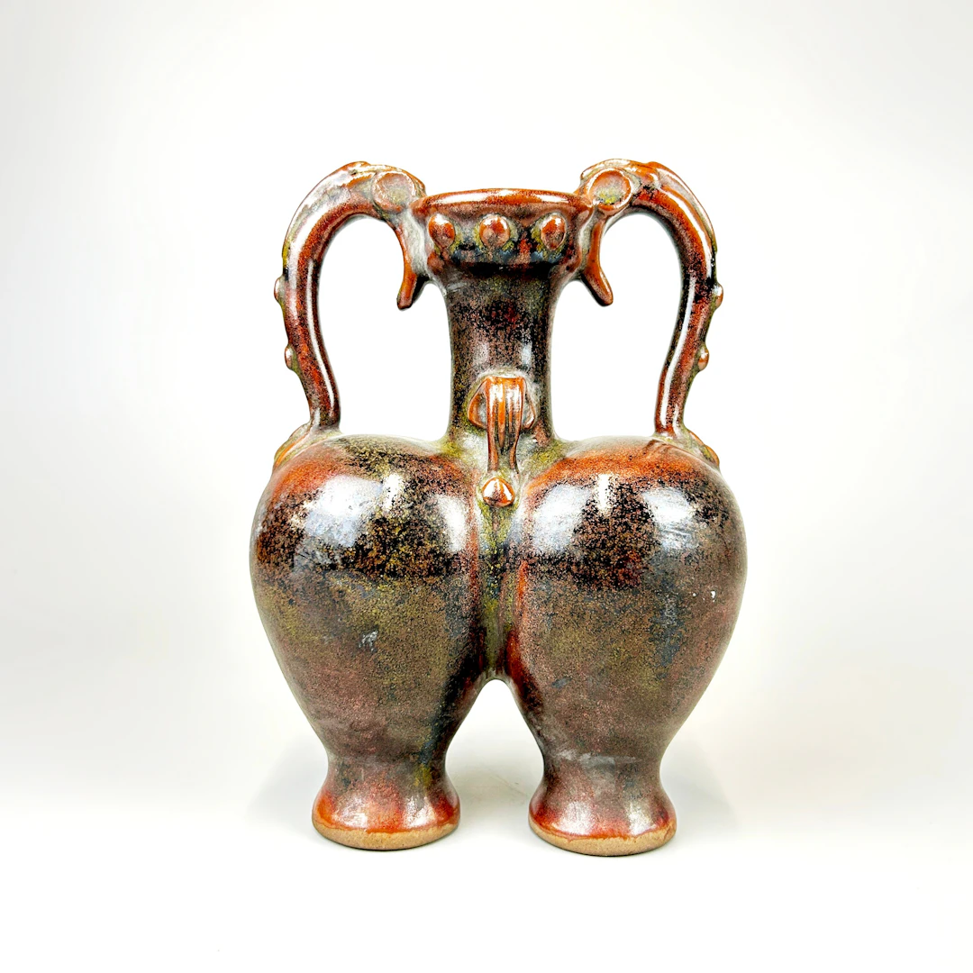 CHINESE POTTERY DOUBLE VASE.