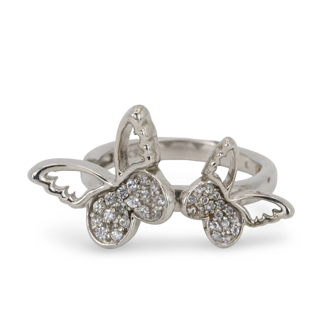 SILVER BUTTERFLY RING.