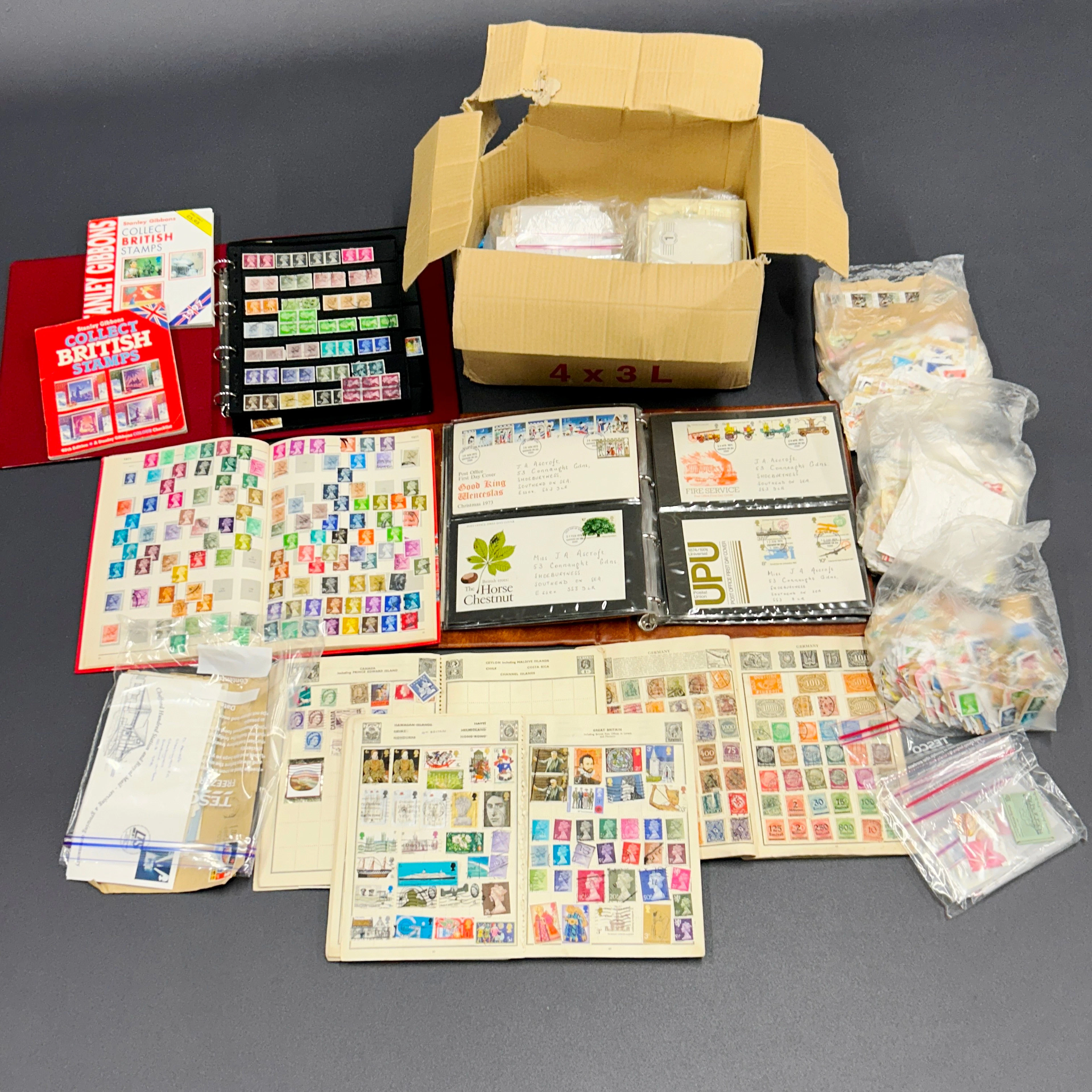 MIXED STAMP ALBUMS ETC.