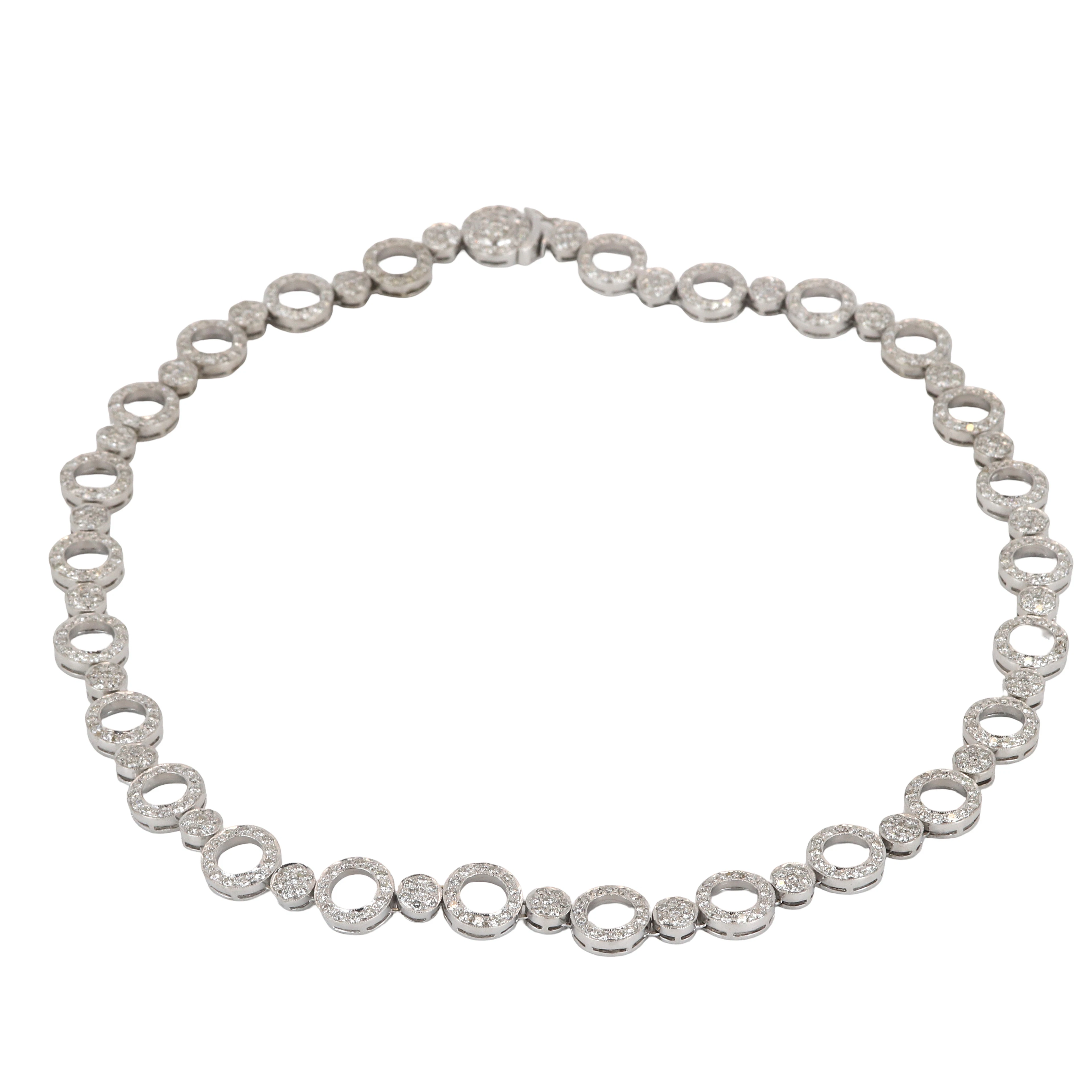 18CT WHITE GOLD 10CT DIA NECKLACE.
