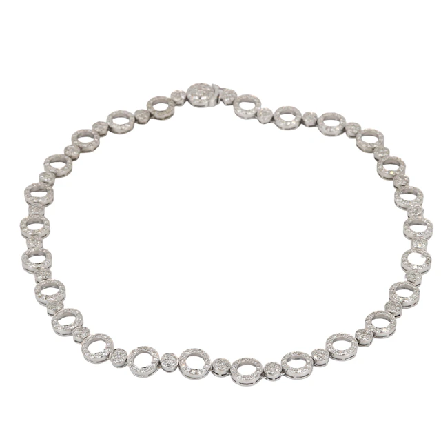 18CT WHITE GOLD 10CT DIA NECKLACE.