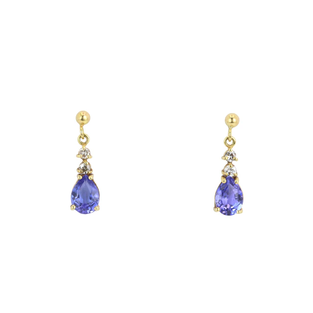 18CT GOLD TANZANITE EARRINGS.