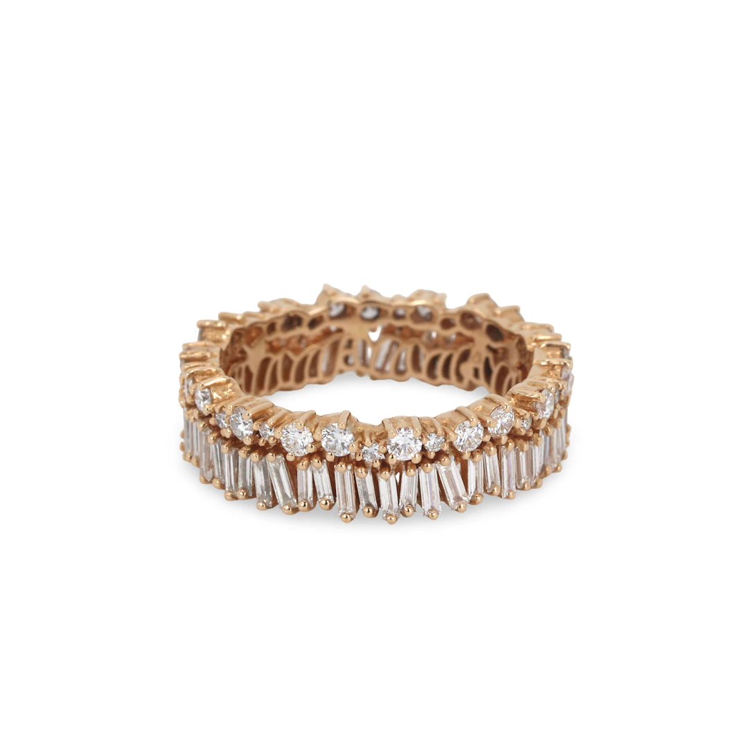 18CT ROSE GOLD DIAMOND ETERINTY RING.