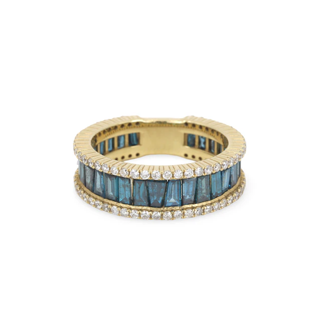 14CT GOLD (4.14CT) BLUE DIAMOND RING.