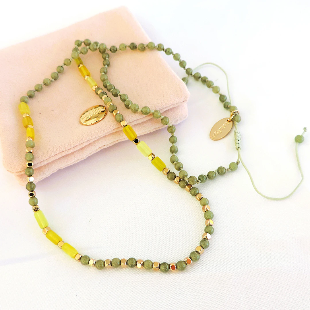 LOLA ROSE LONDON POLISHED QUARTZ & AGATE GEMSTONE NECKLACE.