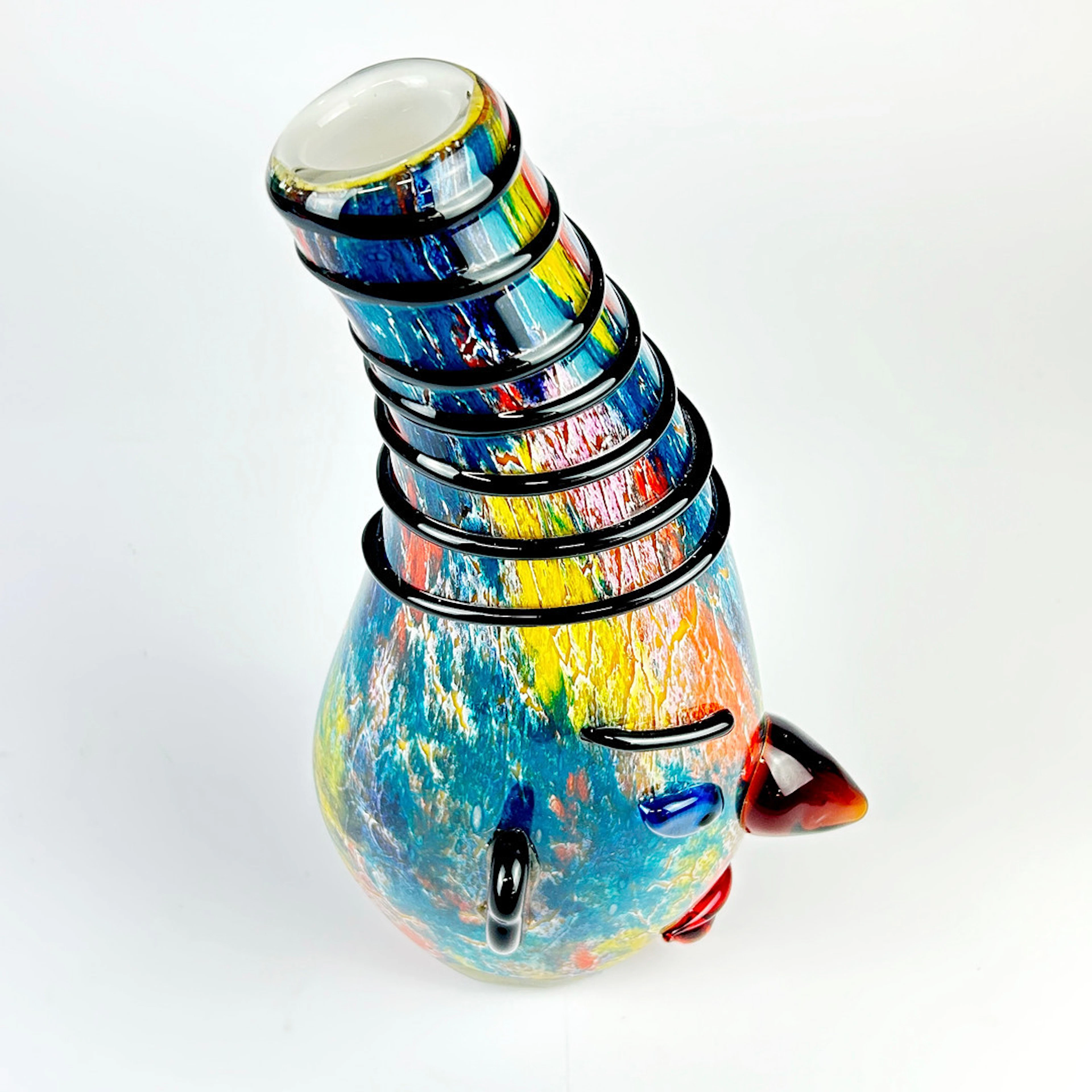MURANO STYLE GLASS VASE.