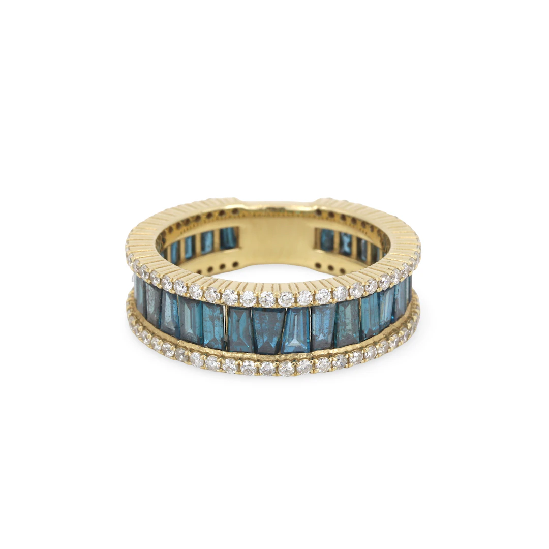 14CT GOLD (4.14CT) BLUE DIAMOND RING.