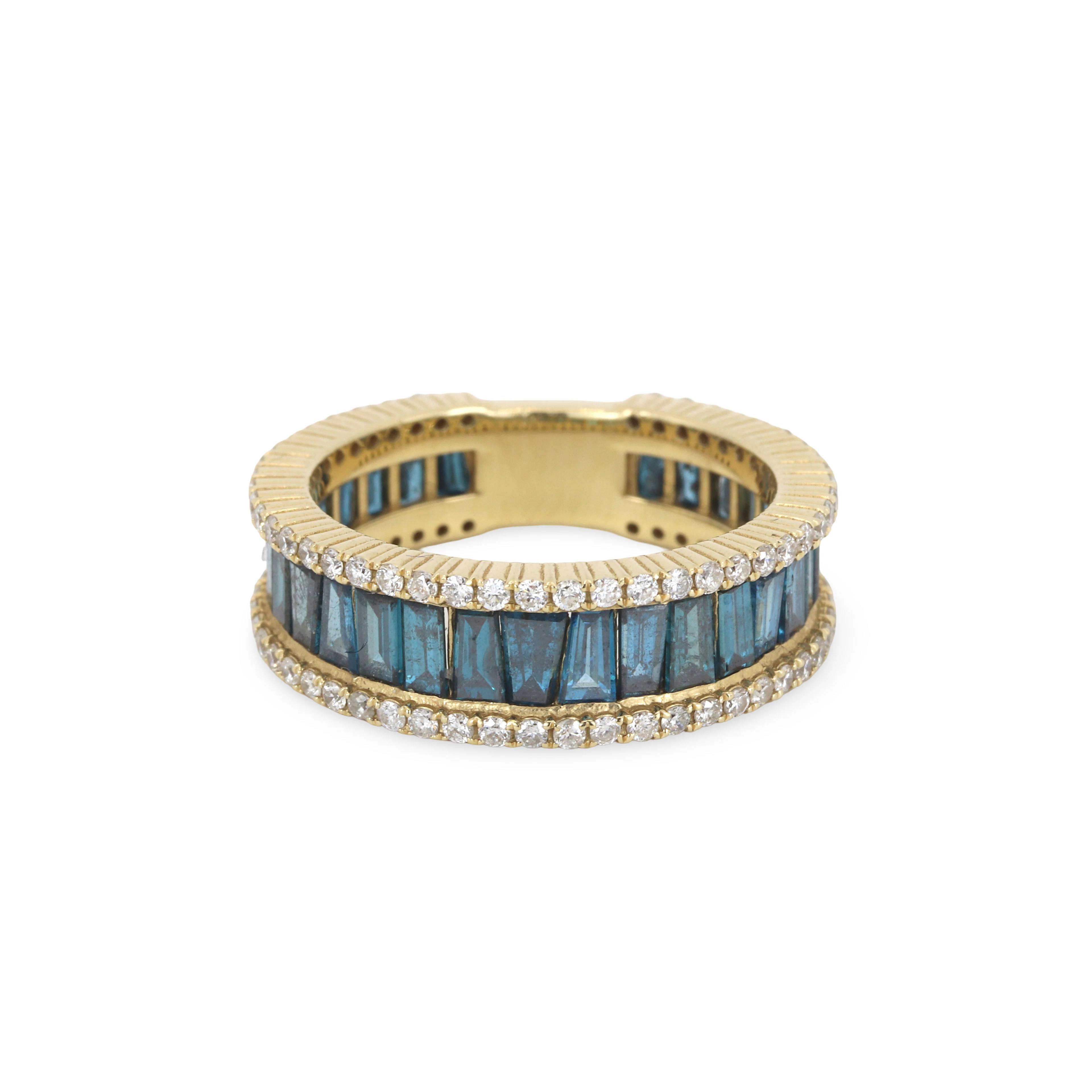 14CT GOLD (4.14CT) BLUE DIAMOND RING.