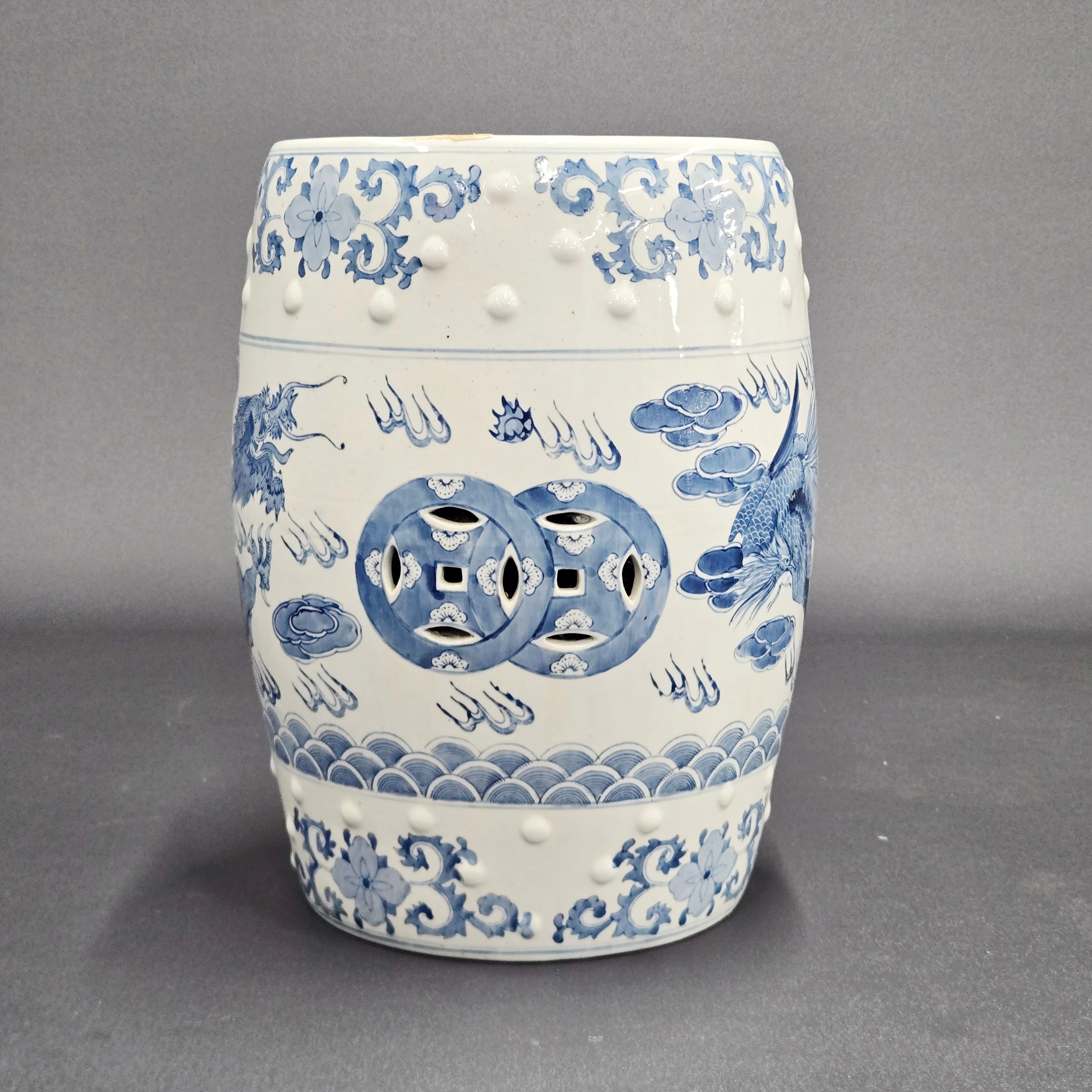 CHINESE PORCELAIN GARDEN STOOL.