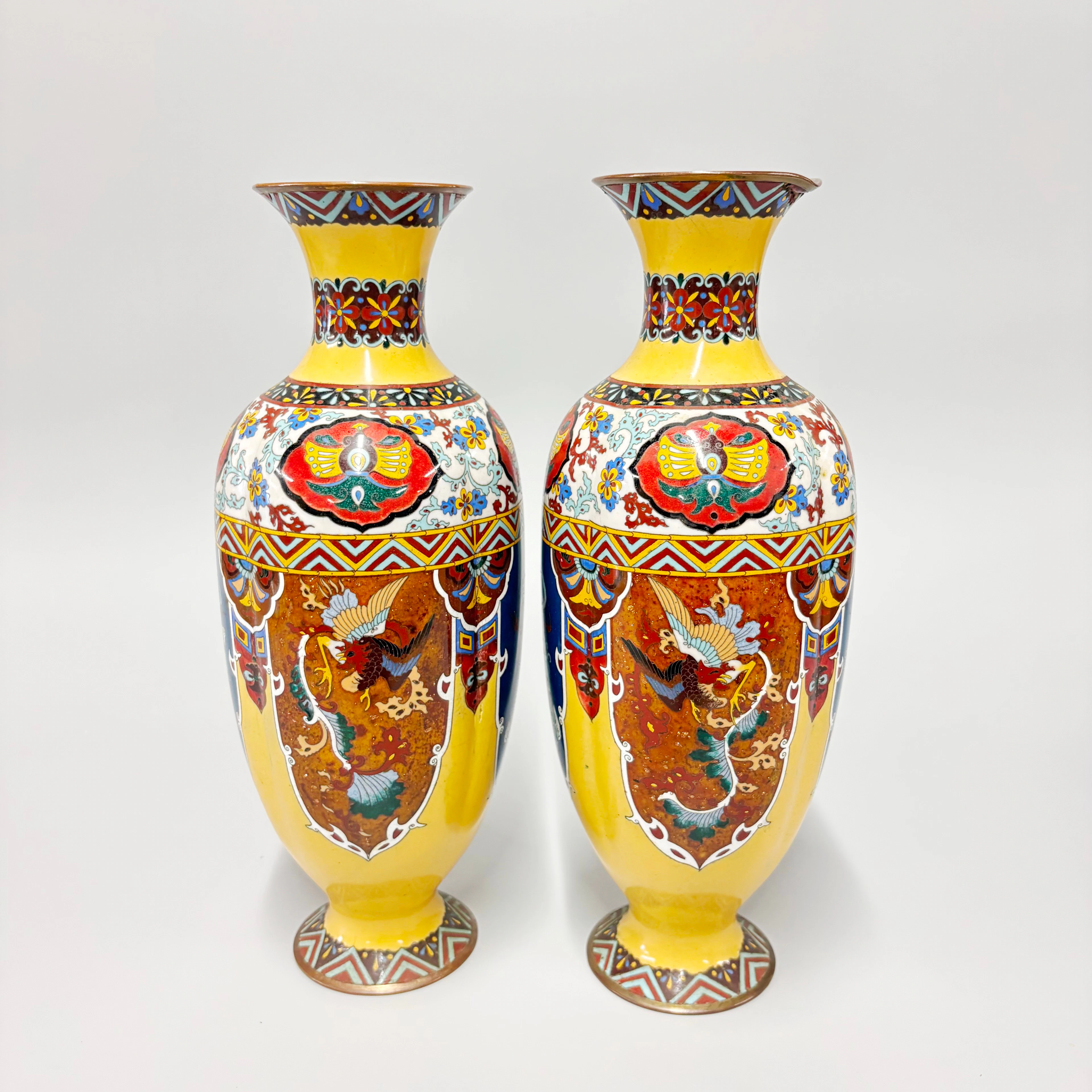 ANTIQUE JAPANESE CLOISSONE VASES.