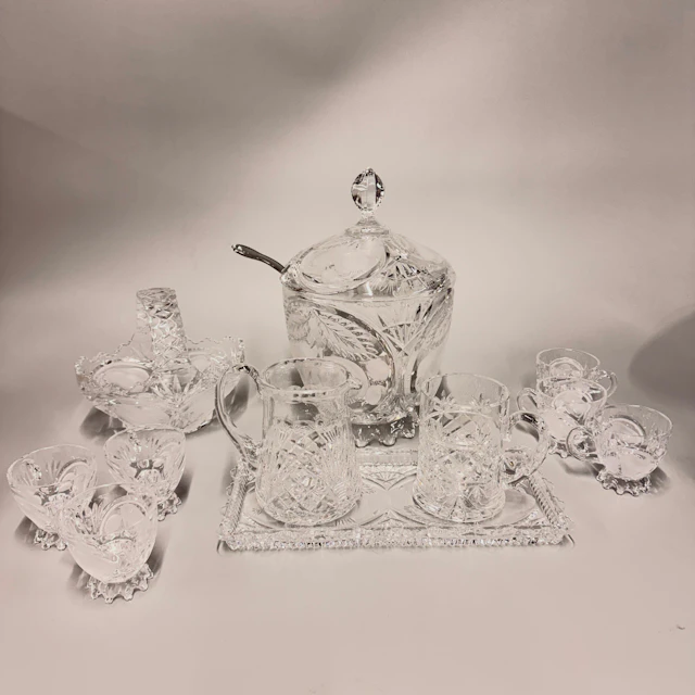CRYSTAL PUNCH BOWL SET.