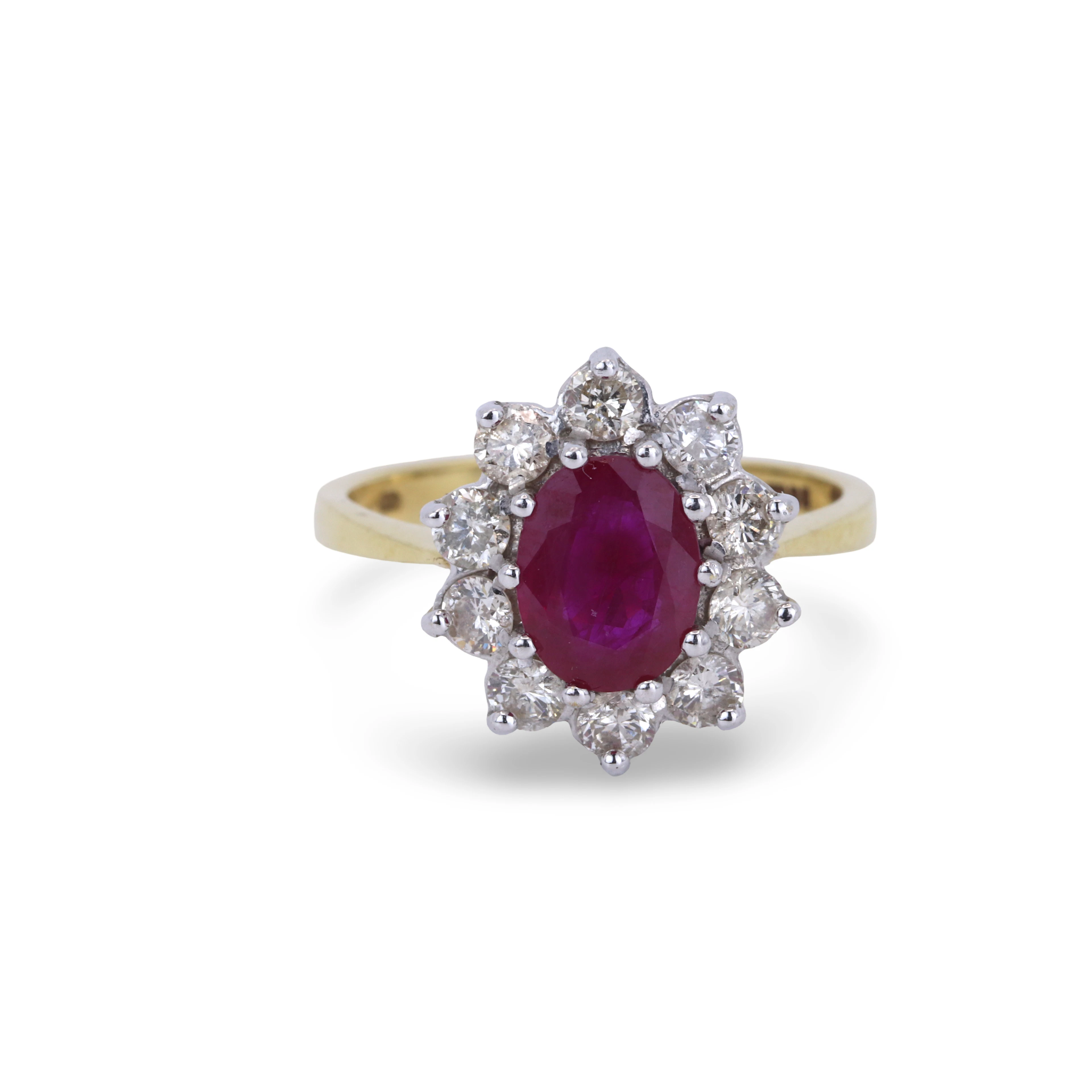 18CT GOLD RUBY & DIAMOND RING.