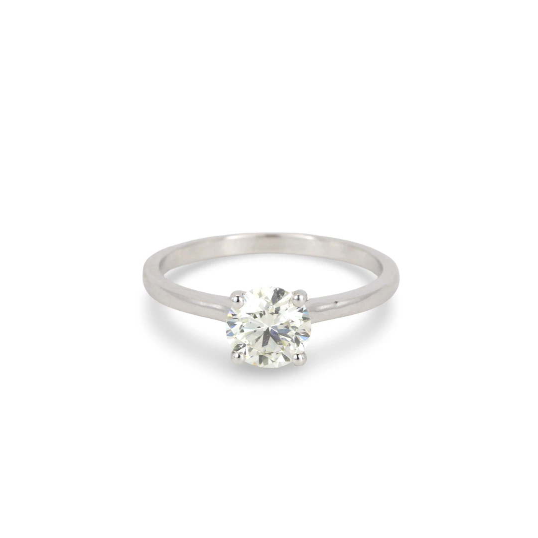 18CT WHITE GOLD 1CT DIA SOLITAIRE RING.