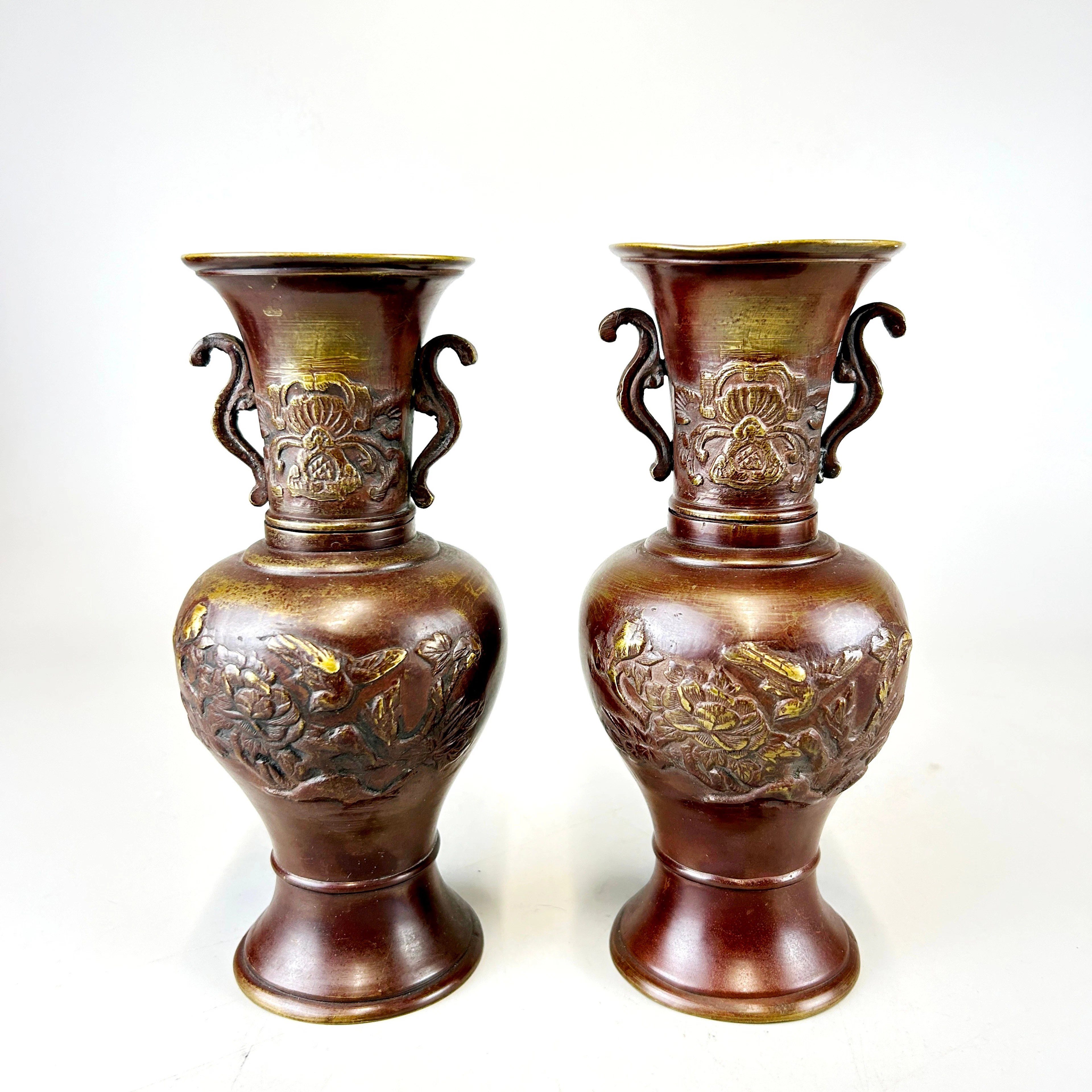 BRONZE JAPANESE VASES.