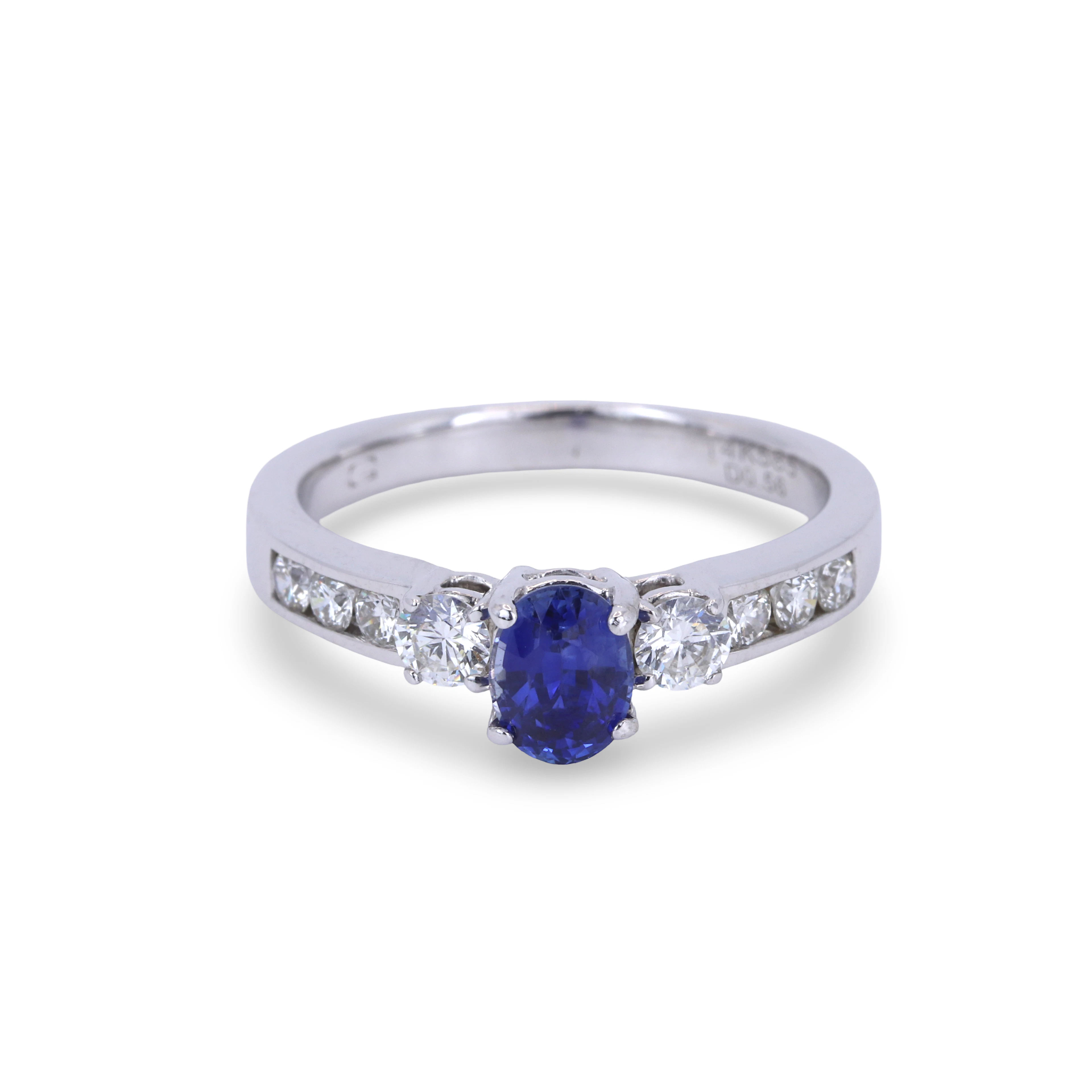 14CT GOLD SAPPHIRE & DIAMOND RING.