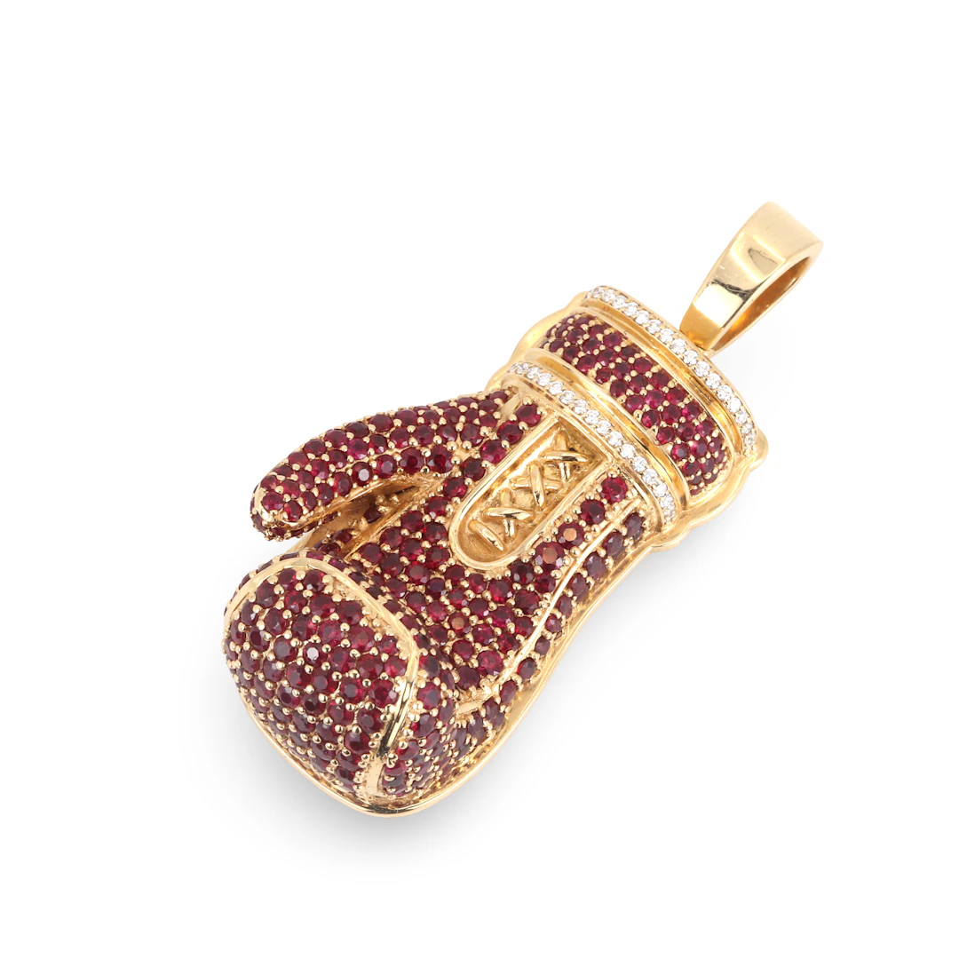18CT GOLD (12.76CT) RUBY & DIAMOND PENDANT.