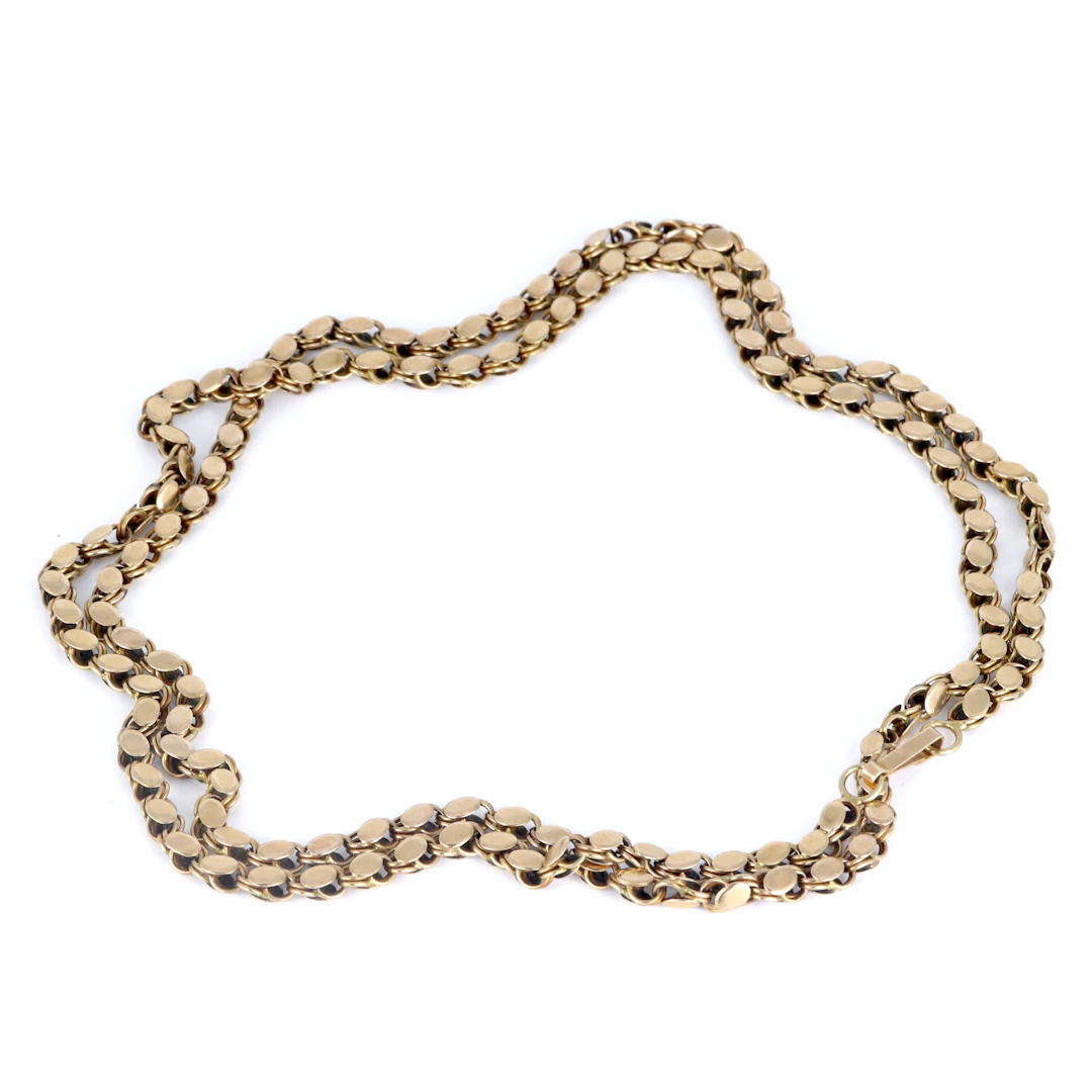 14CT LONG CHAIN NECKLACE.