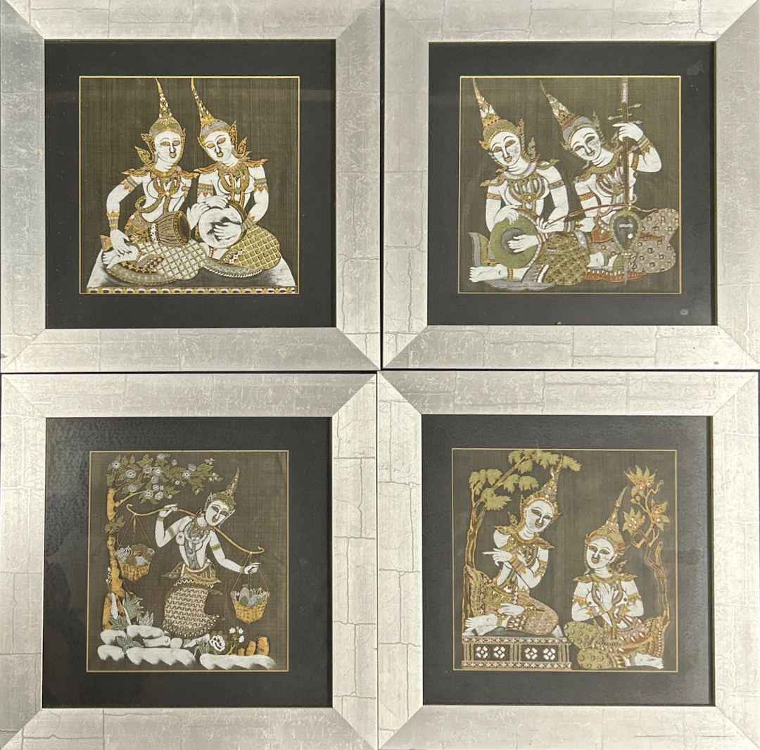 FOUR FRAMED BALINESE BATIKS.