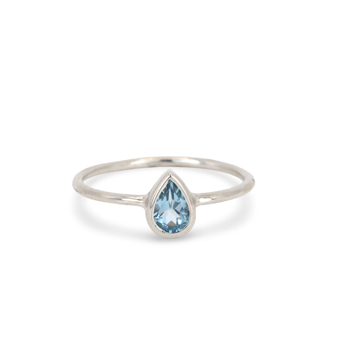 SILVER BLUE TOPAZ RING.