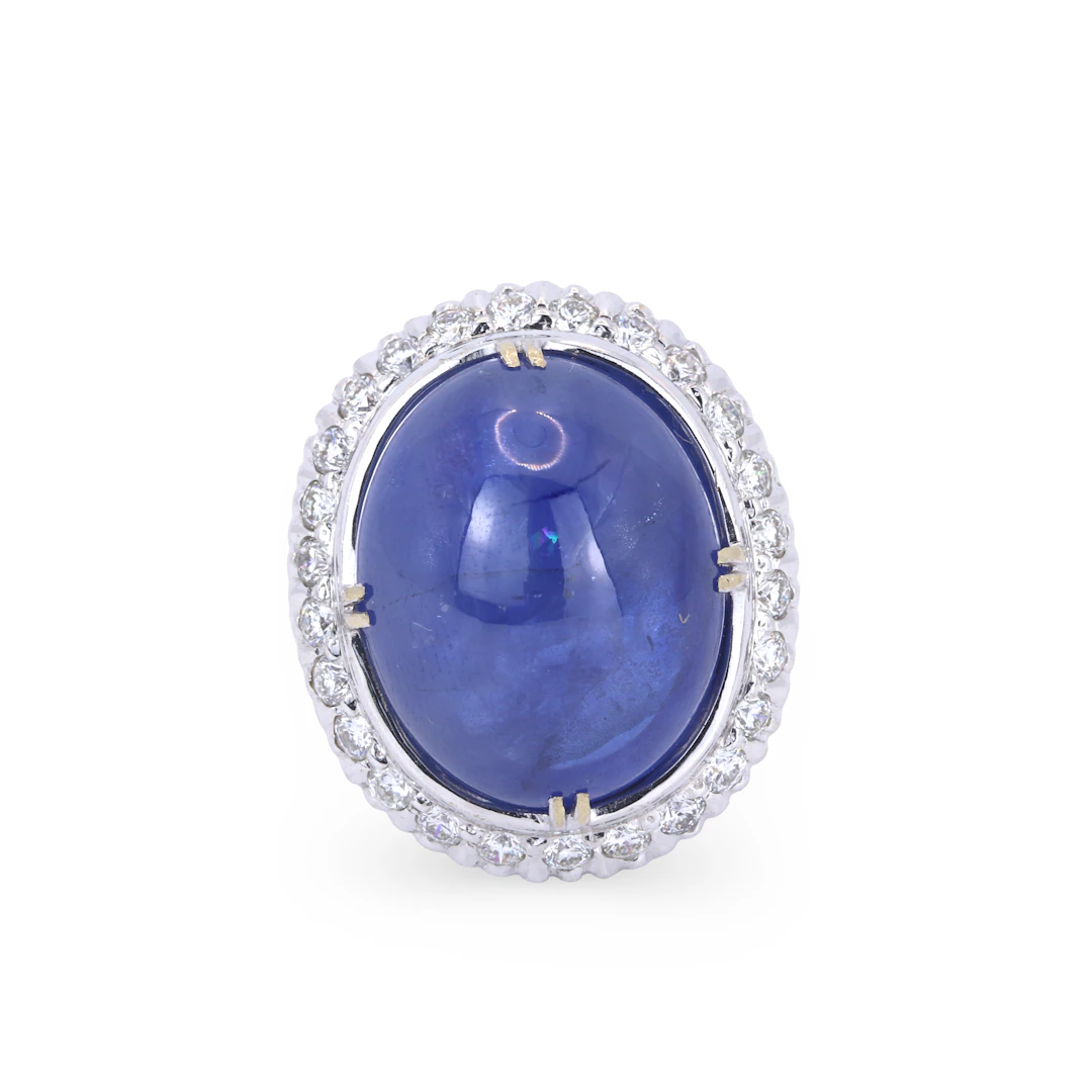 18CT GOLD ( 24CT) SAPPHIRE & DIAMOND RING.
