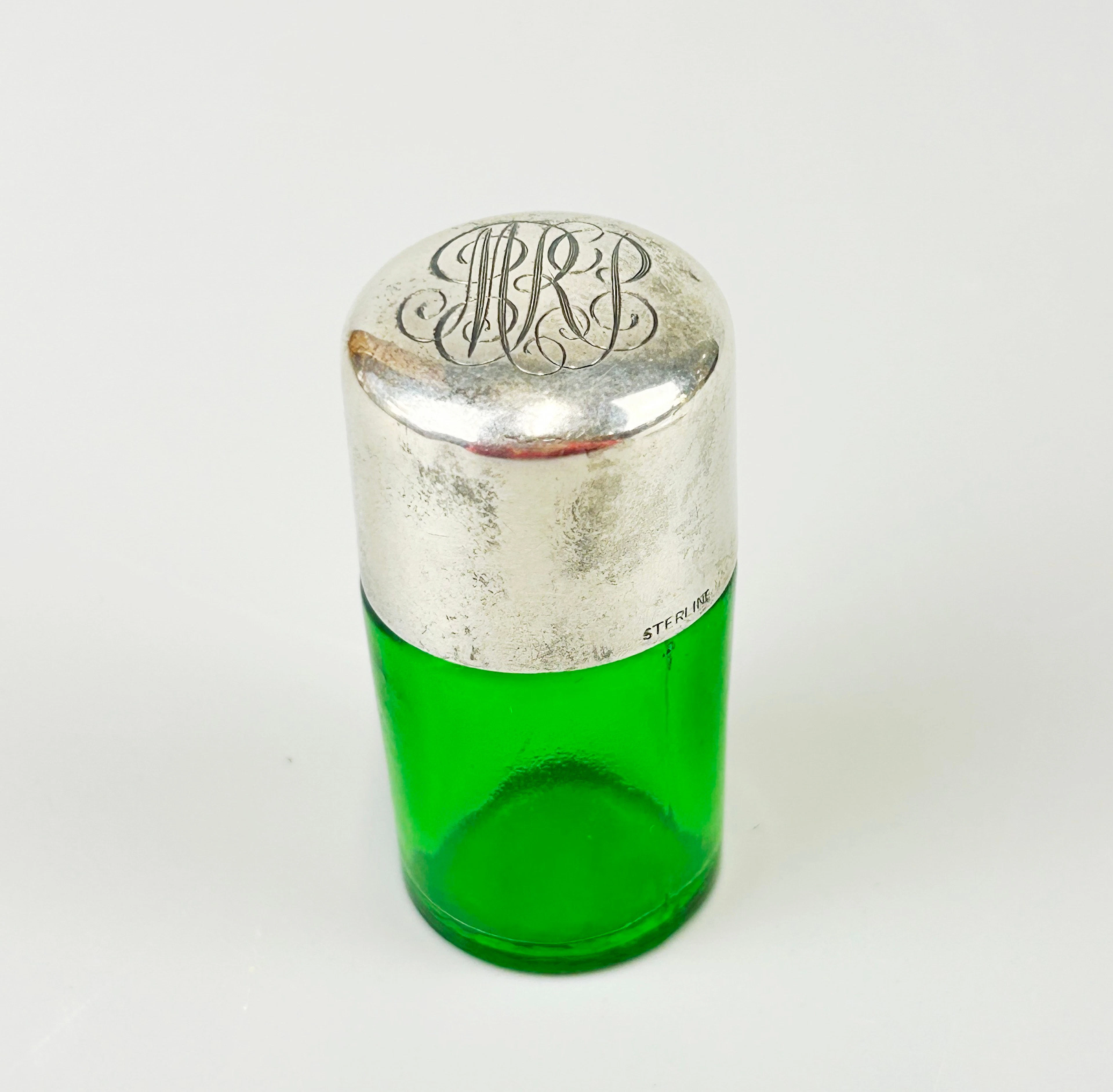 HALLMARKED SILVER & GLASS BOTTLE.