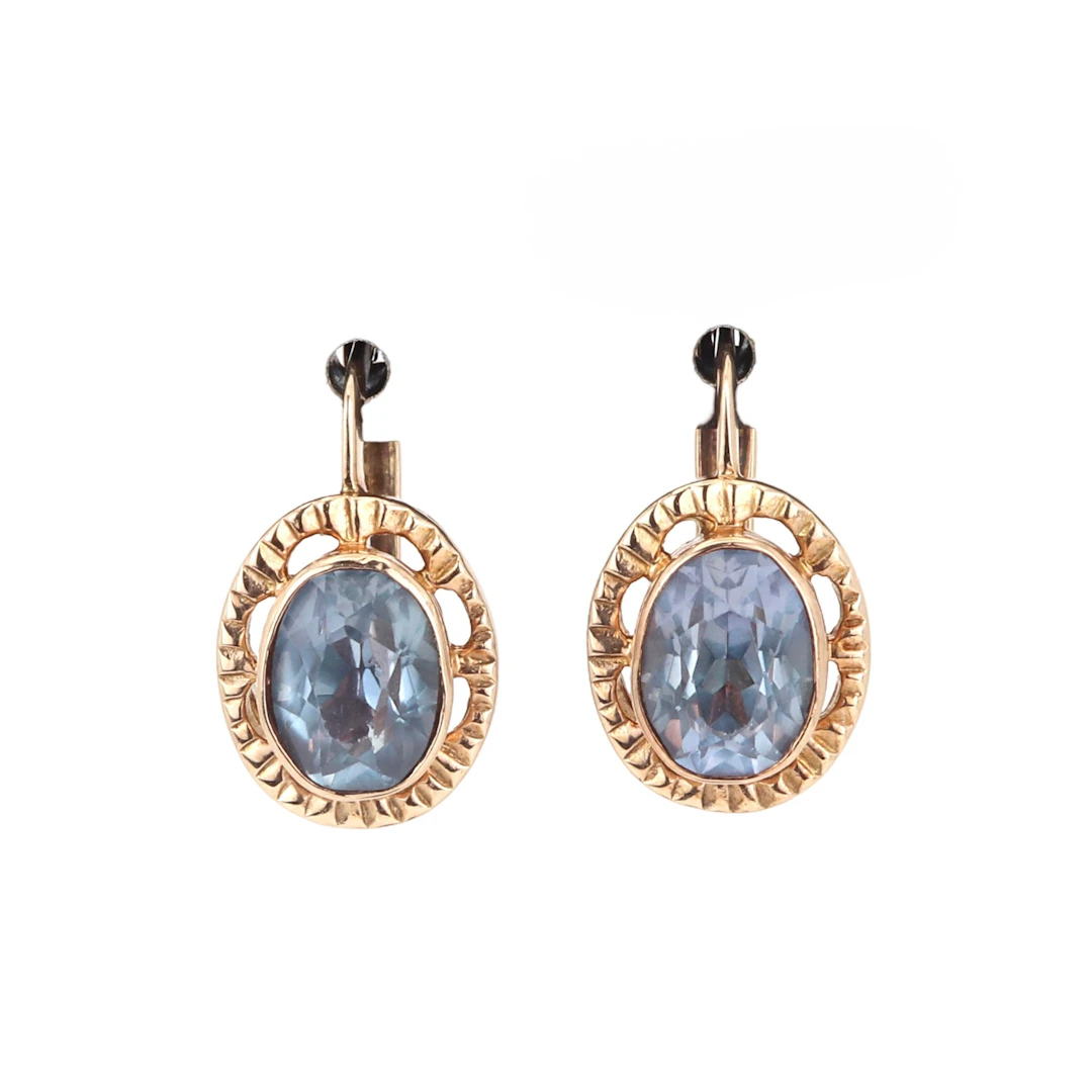 14CT ROSE GOLD SAPPHIRE EARRINGS.