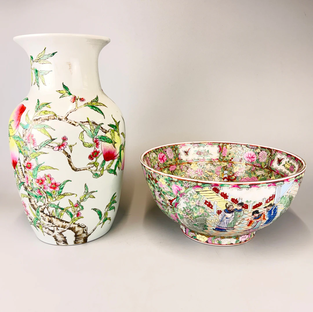 CHINESE PORCELAIN BOWL & VASE.