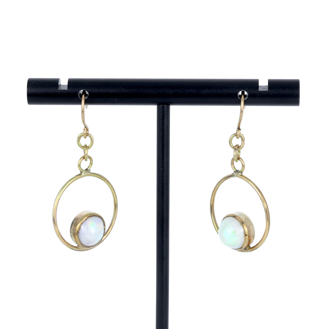 9CT OPAL DROP EARRINGS.