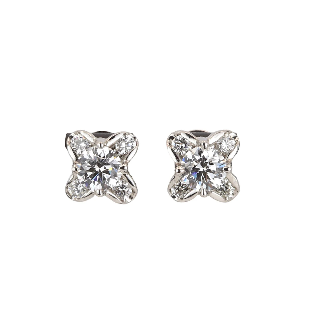 18CT GOLD DIAMOND EARRINGS.