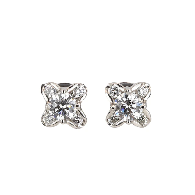 18CT GOLD DIAMOND EARRINGS.