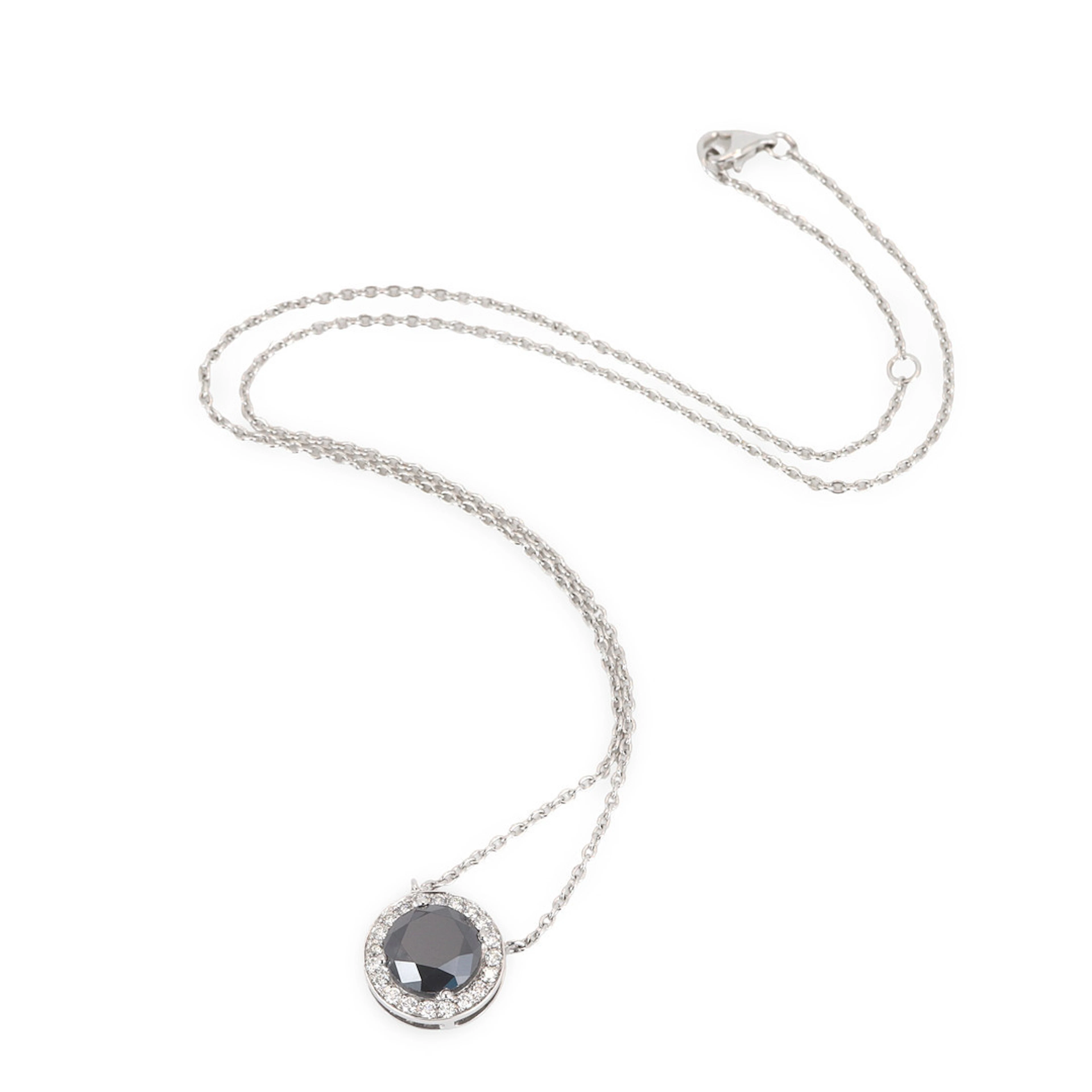 18CT GOLD (2CT) BLACK DIAMOND NECKLACE.