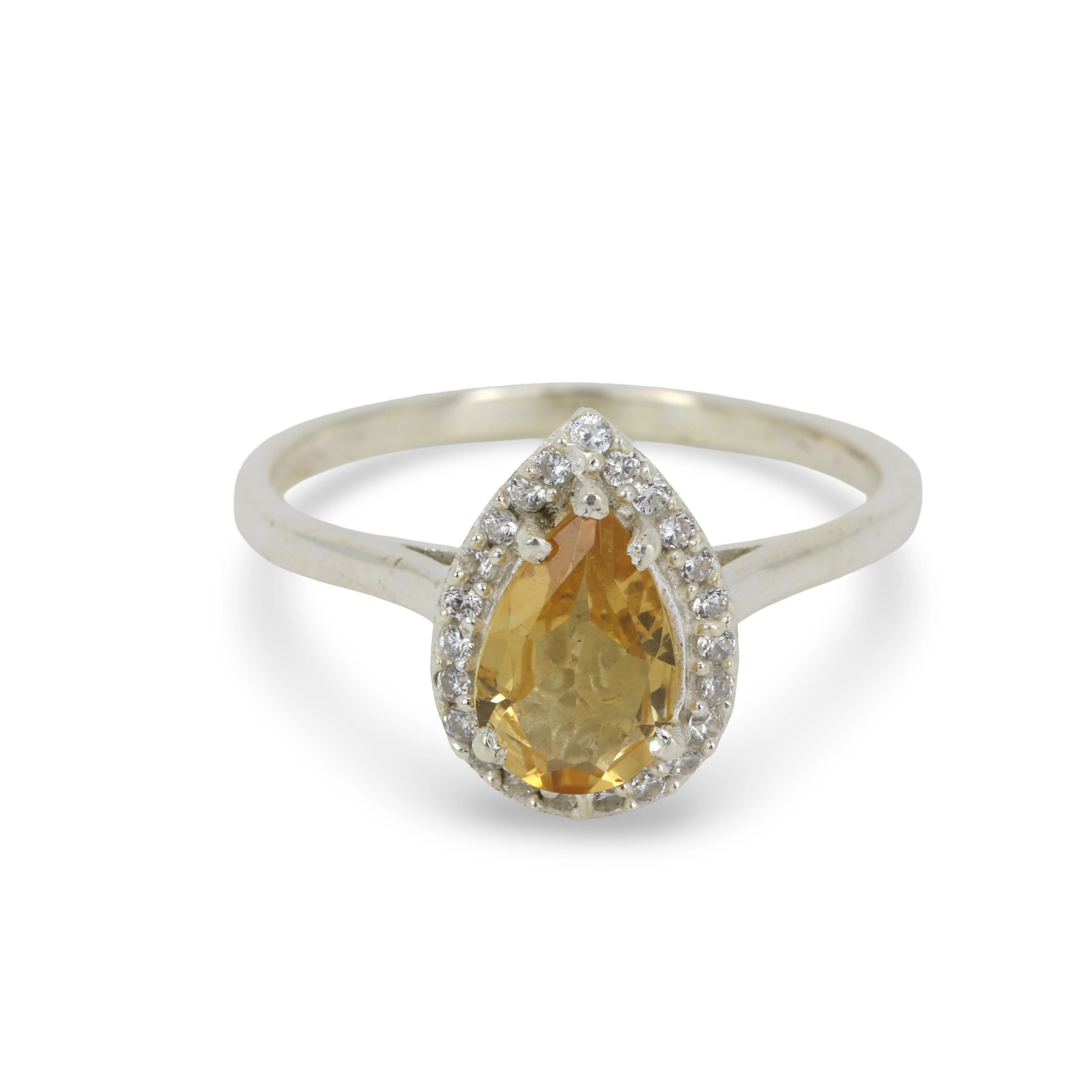 CITRINE SILVER RING.