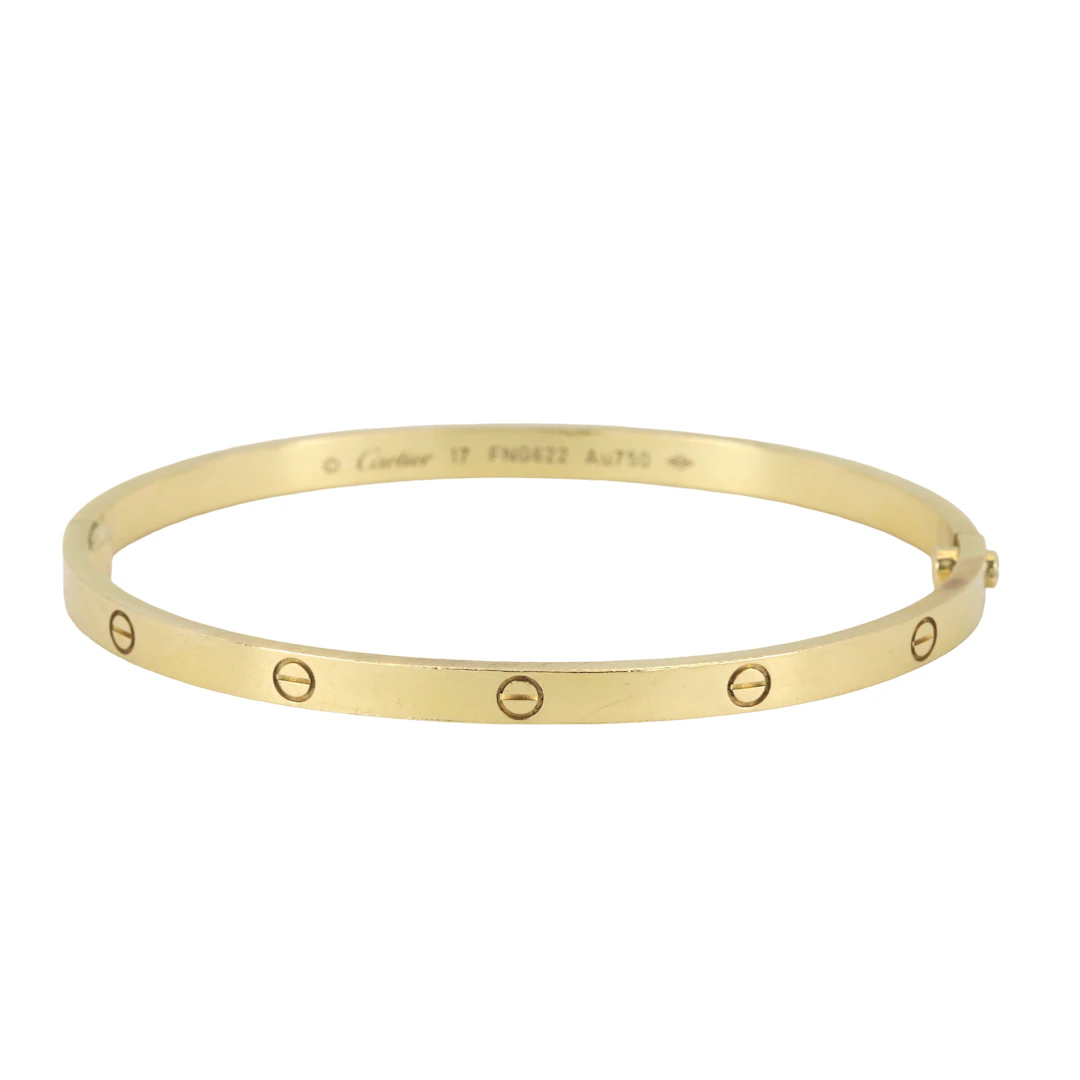 CARTIER 18CT GOLD 'LOVE' BANGLE.
