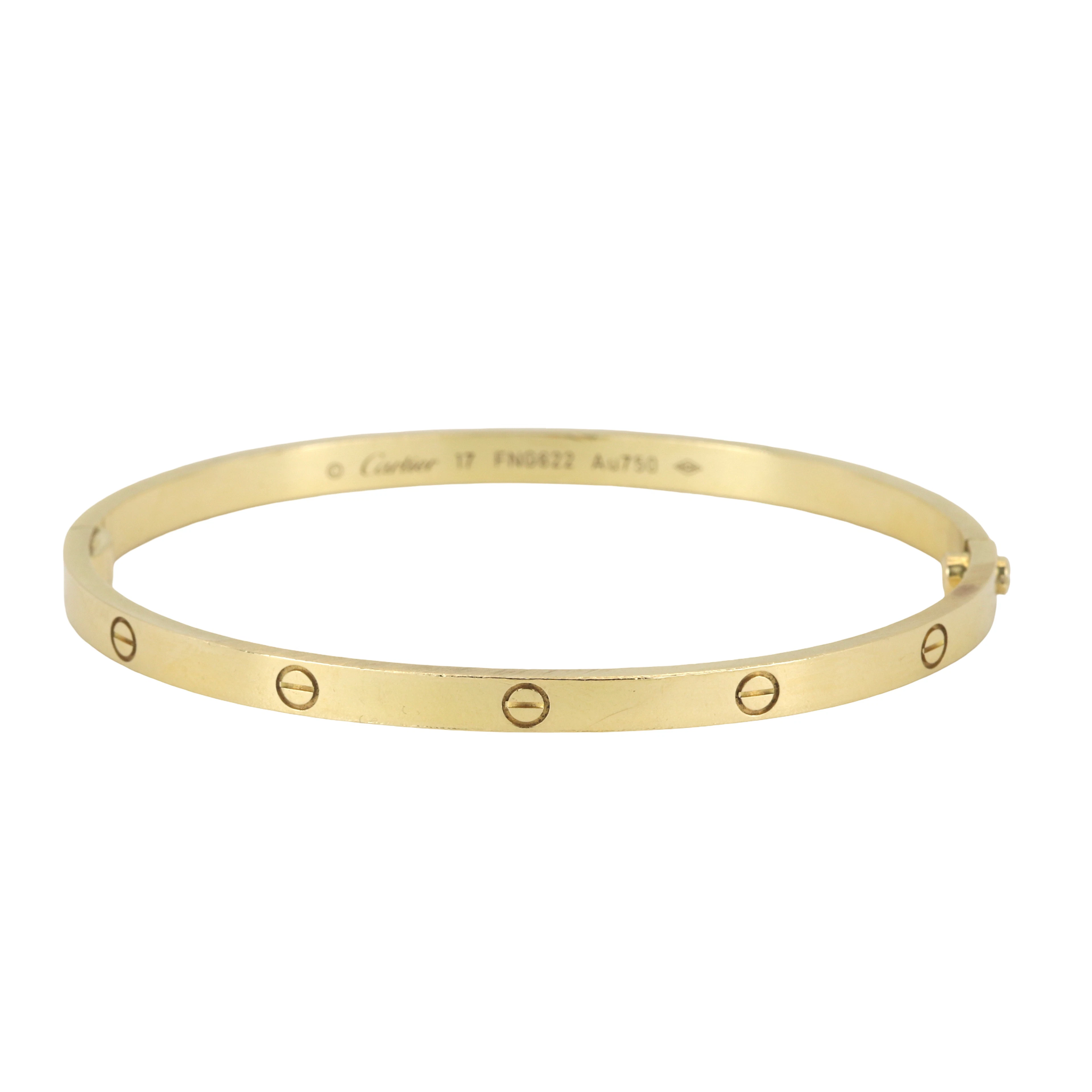 CARTIER 18CT GOLD 'LOVE' BANGLE.