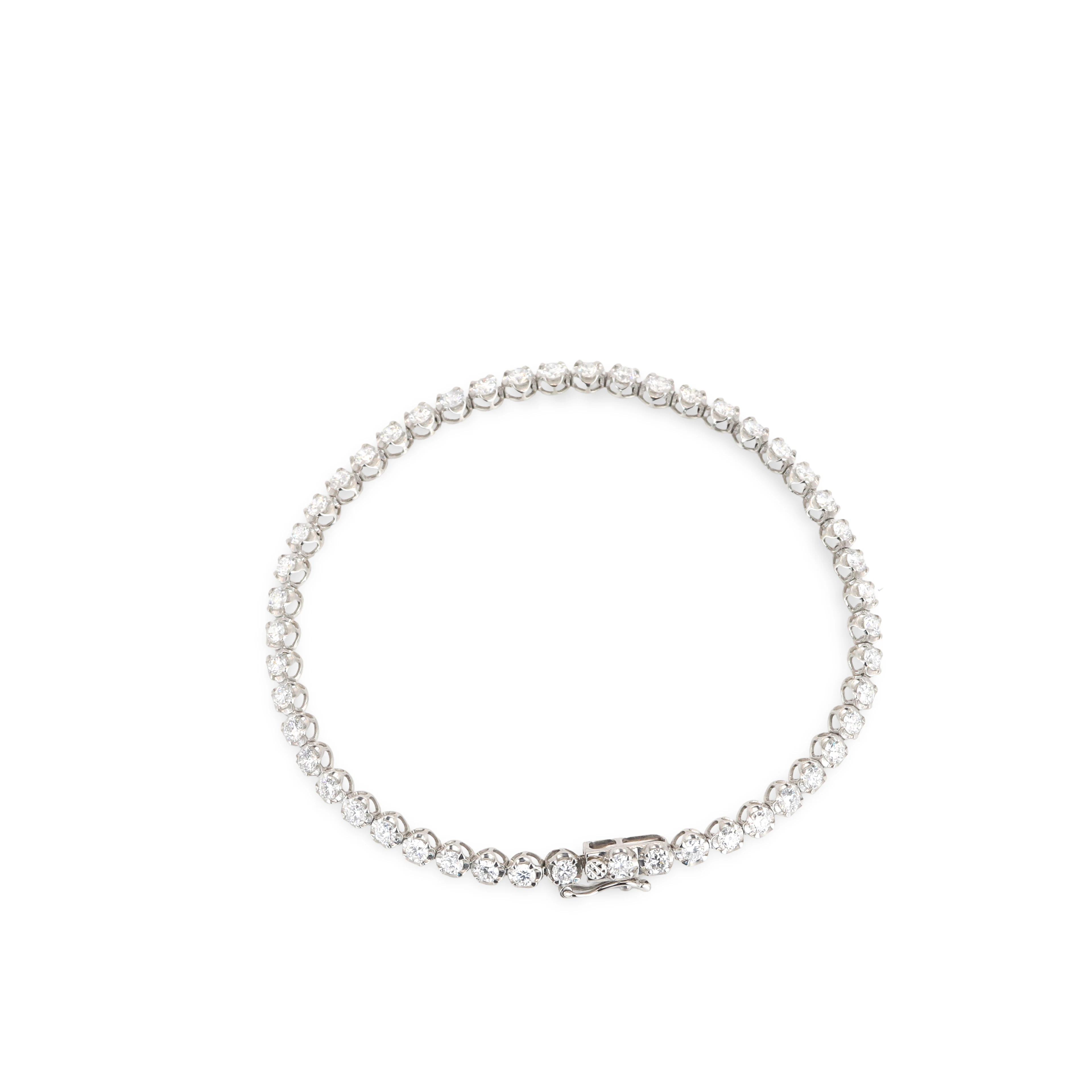 9CT GOLD (3CT) LAB DIAMOND BRACELET.