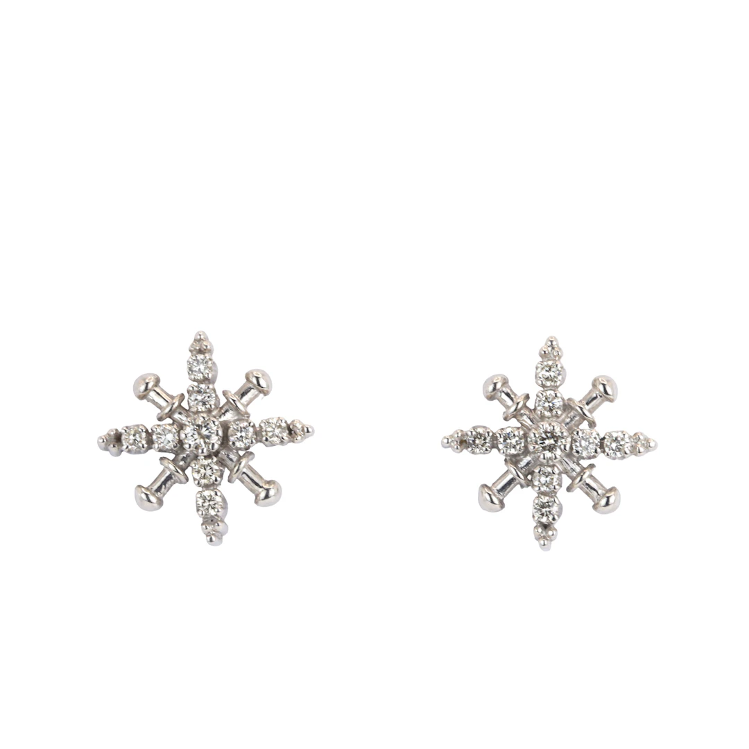 9CT GOLD DIAMOND EARRINGS.