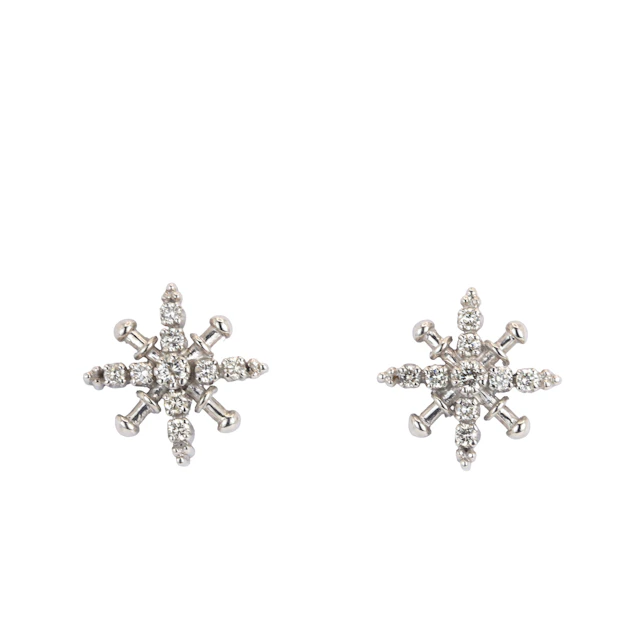 9CT GOLD DIAMOND EARRINGS.