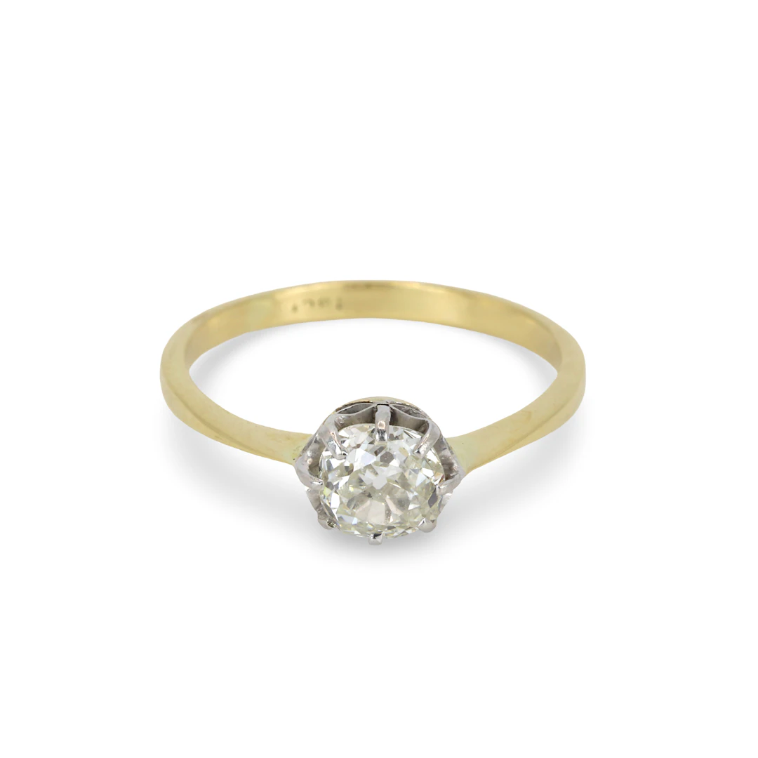 18CT GOLD OLD CUT DIAMOND RING.