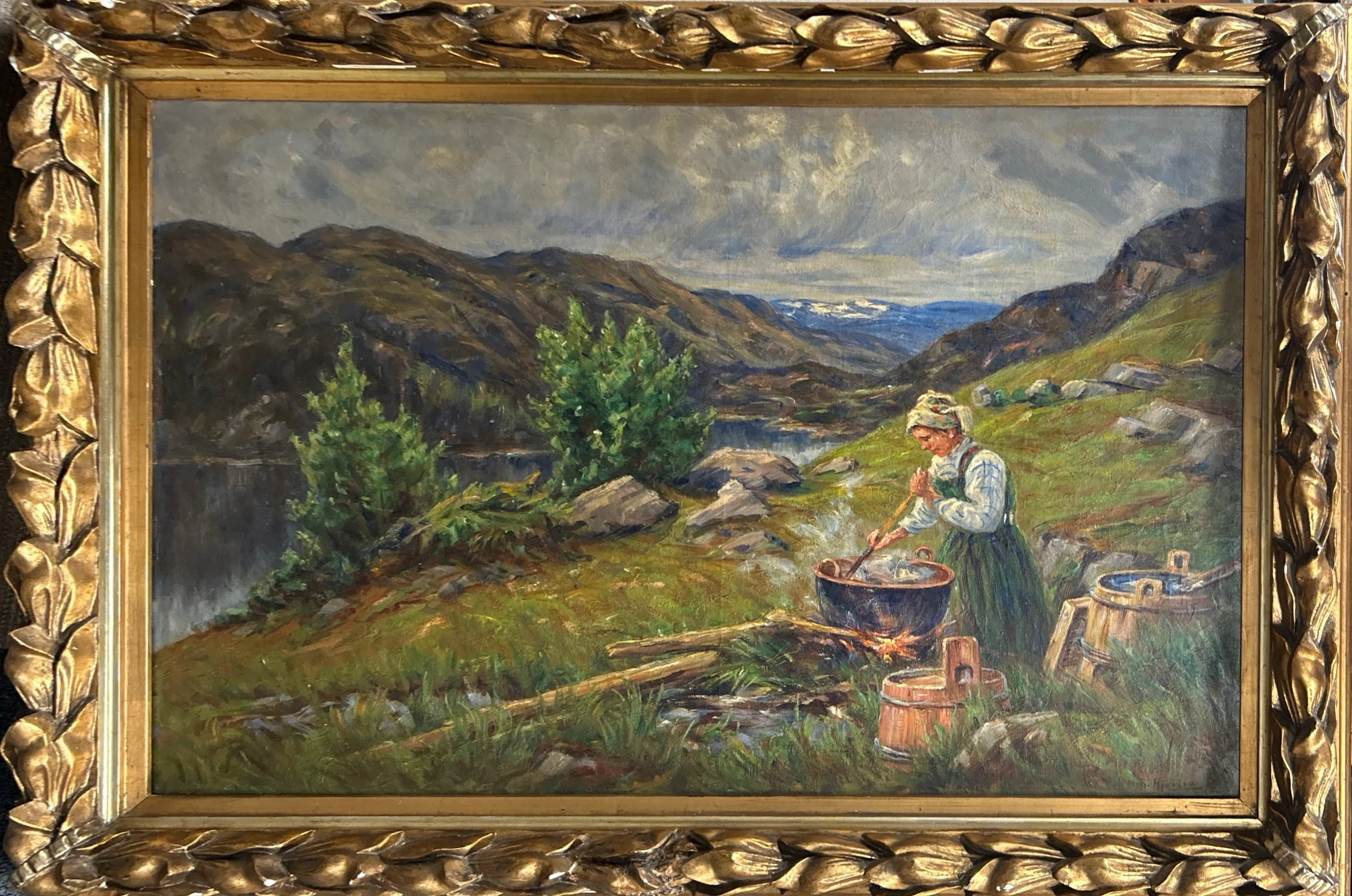 LARGE OIL ON CANVAS.