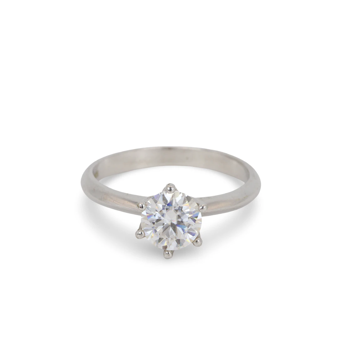 SILVER MOISSANITE SOLITAIRE RING.