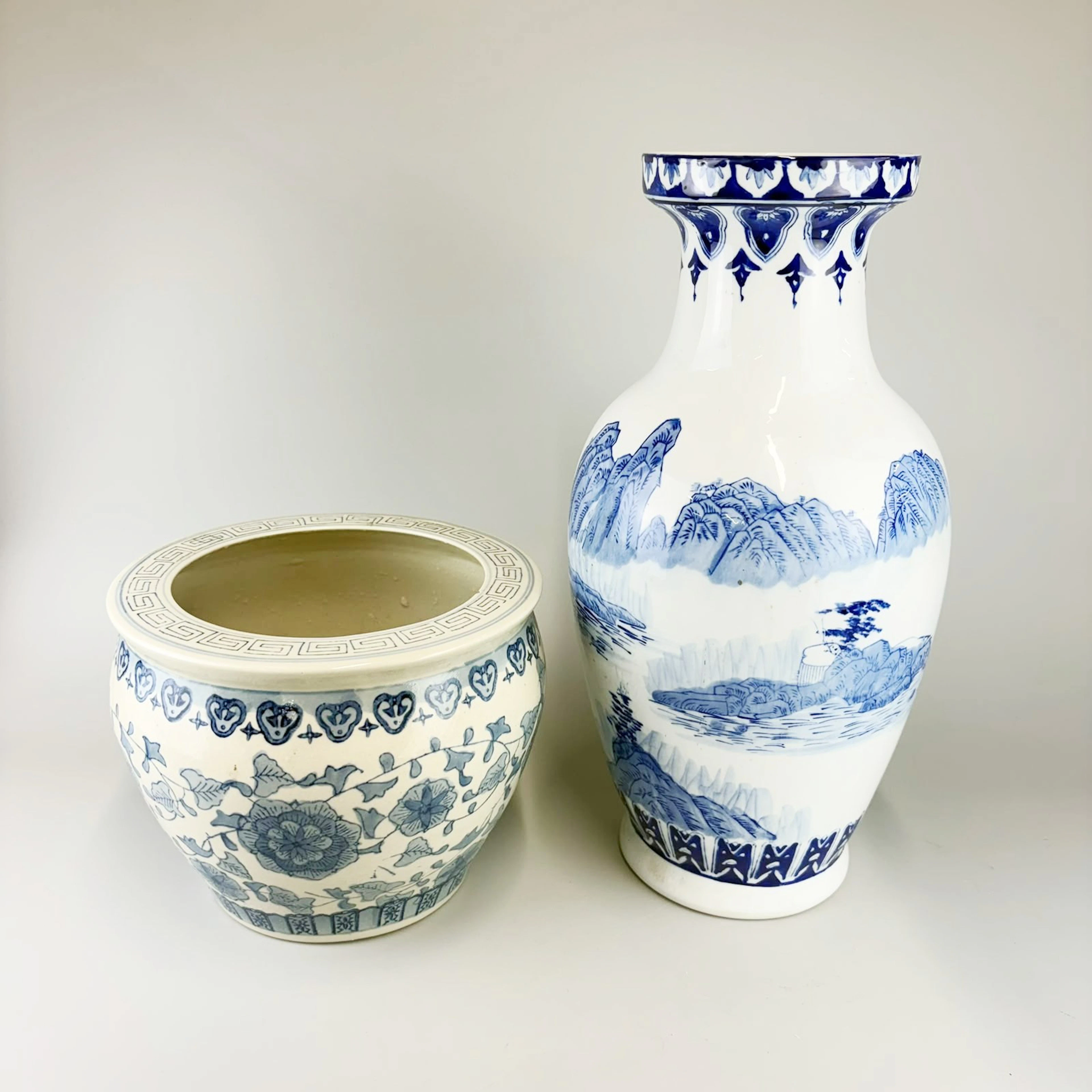 CHINESE VASE AND FISH BOWL.