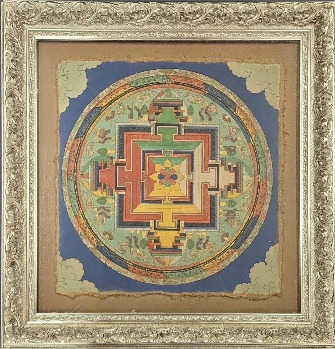 LARGE FRAMED TIBETAN THANGKA.