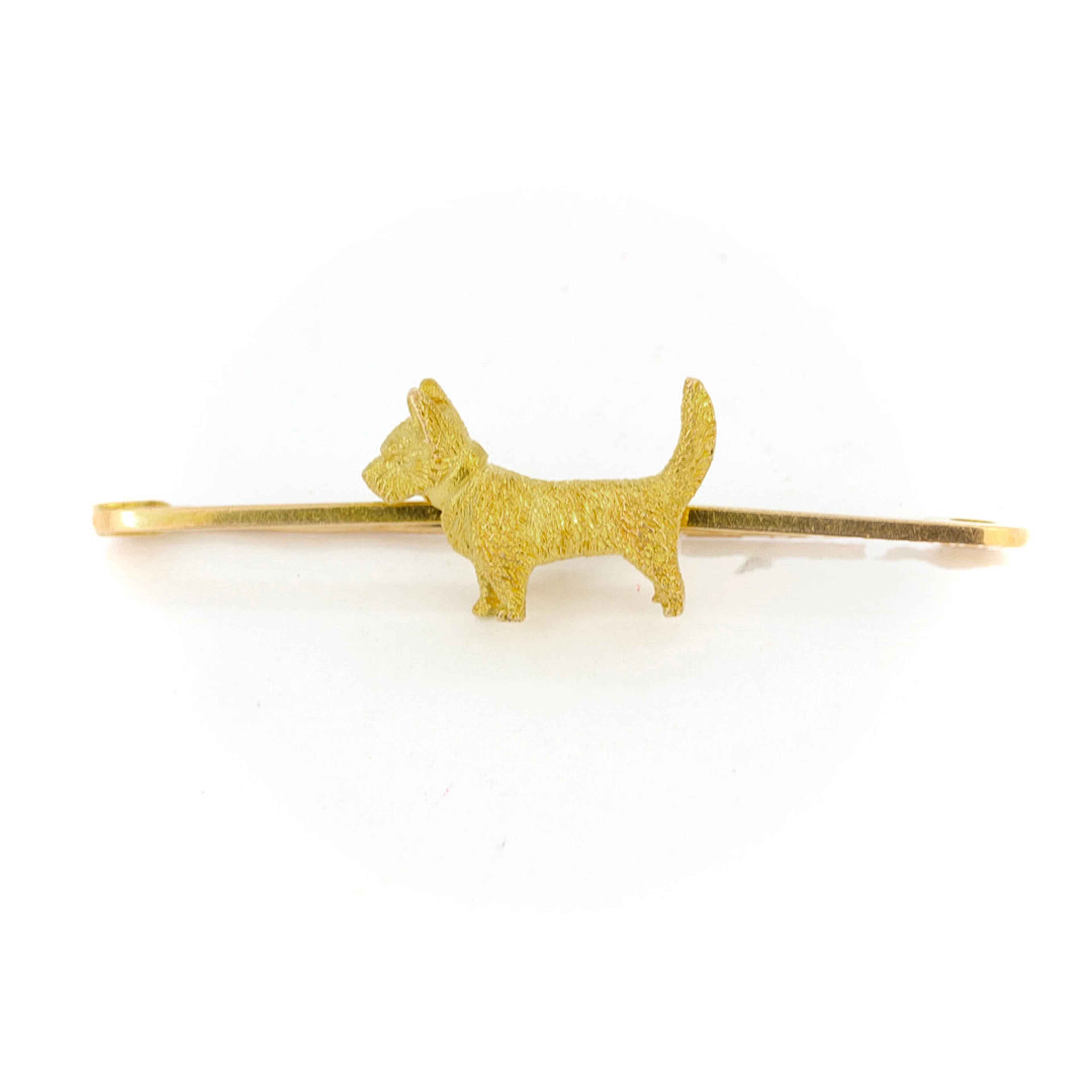 15CT GOLD WESTIE BROOCH.