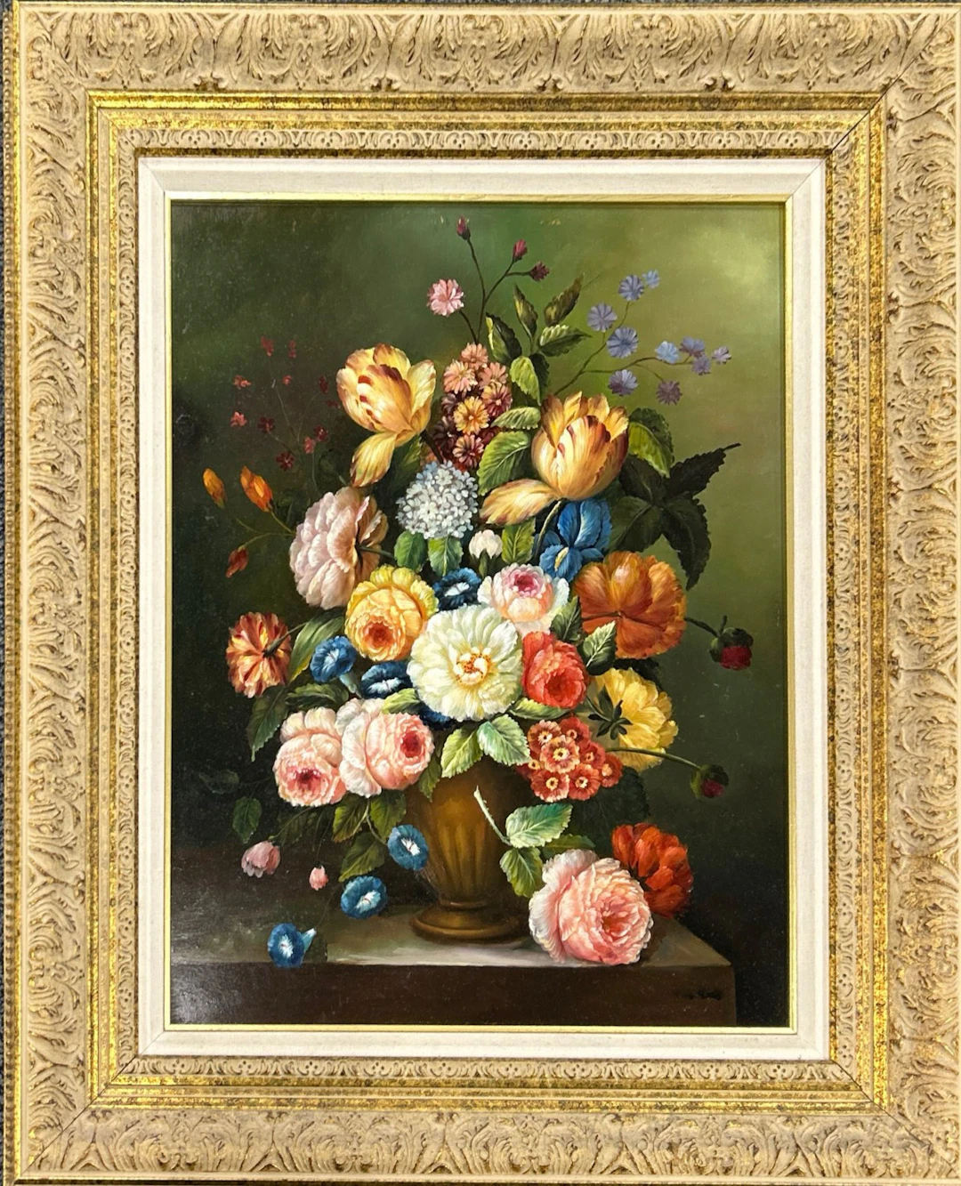 GILT FRAMED OIL ON BOARD.