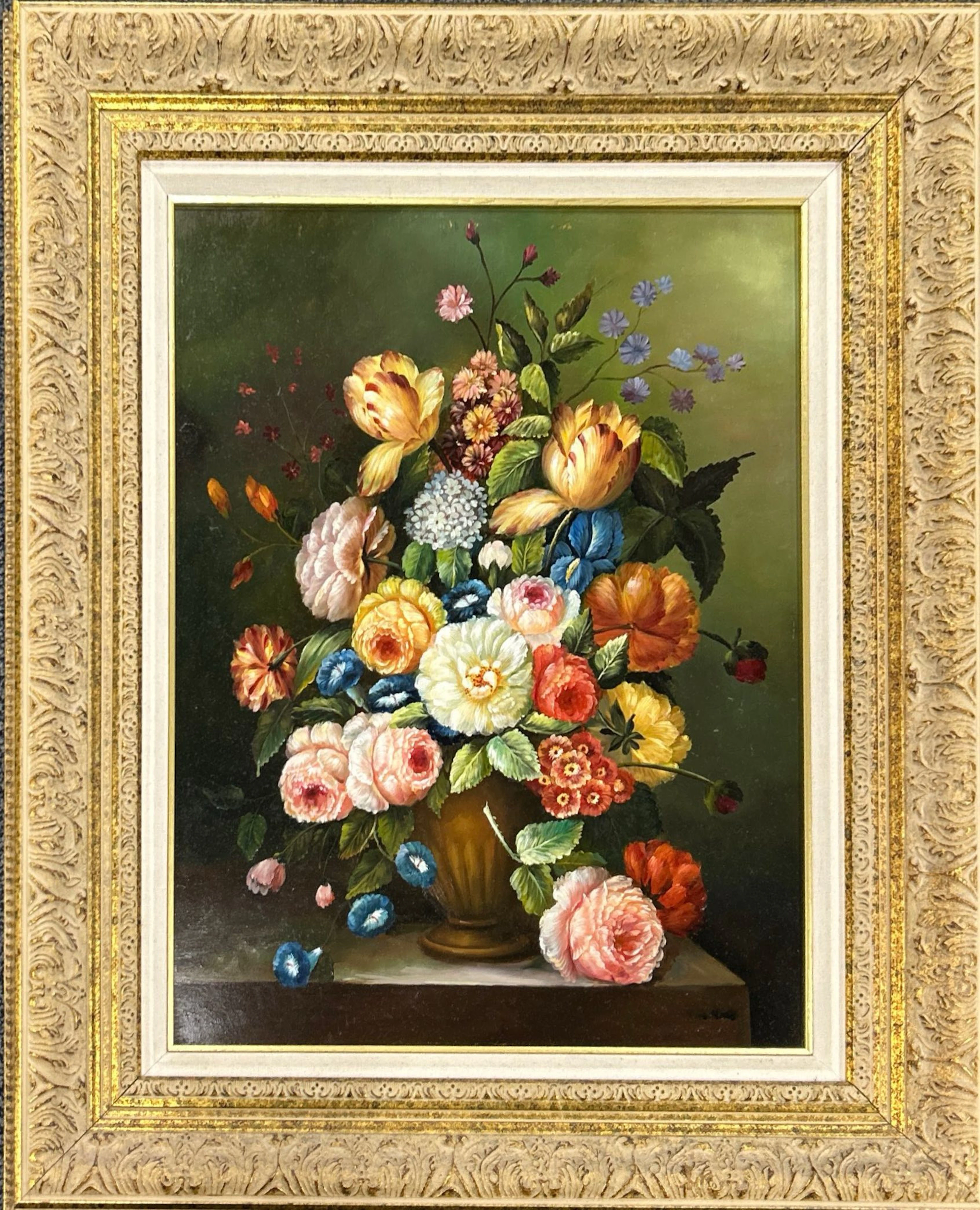 GILT FRAMED OIL ON BOARD.