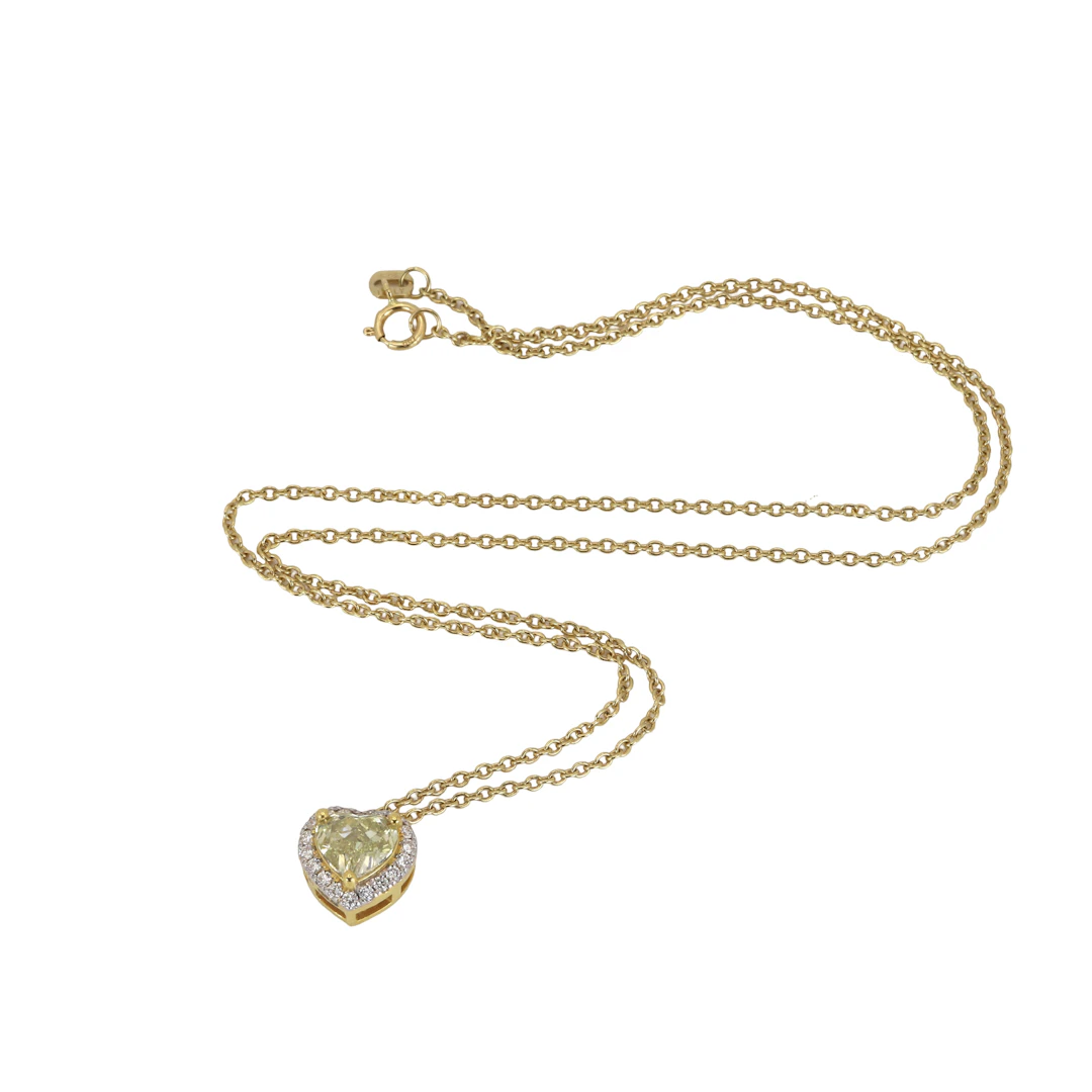 18CT GOLD 1.51CT YELLOW DIAMOND PENDANT AND CHAIN.