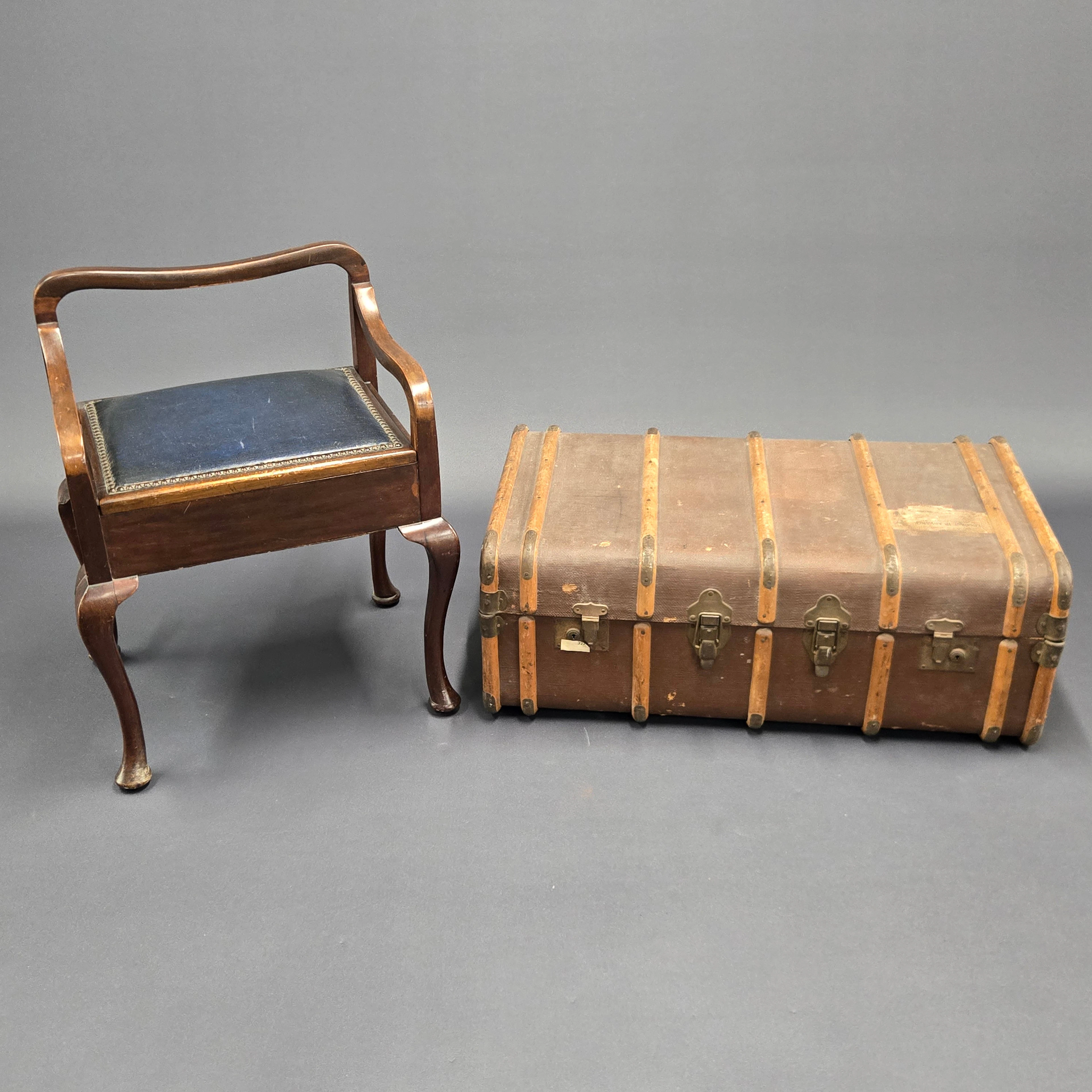 LUGGAGE TRUNK & PIANO STOOL.