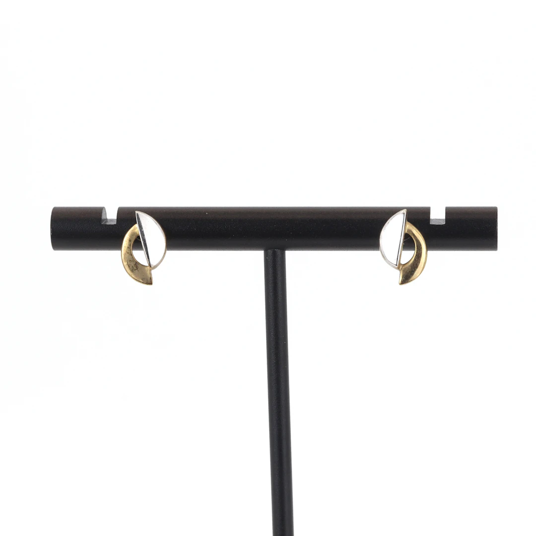 9CT BICOLOUR GOLD EARRINGS.