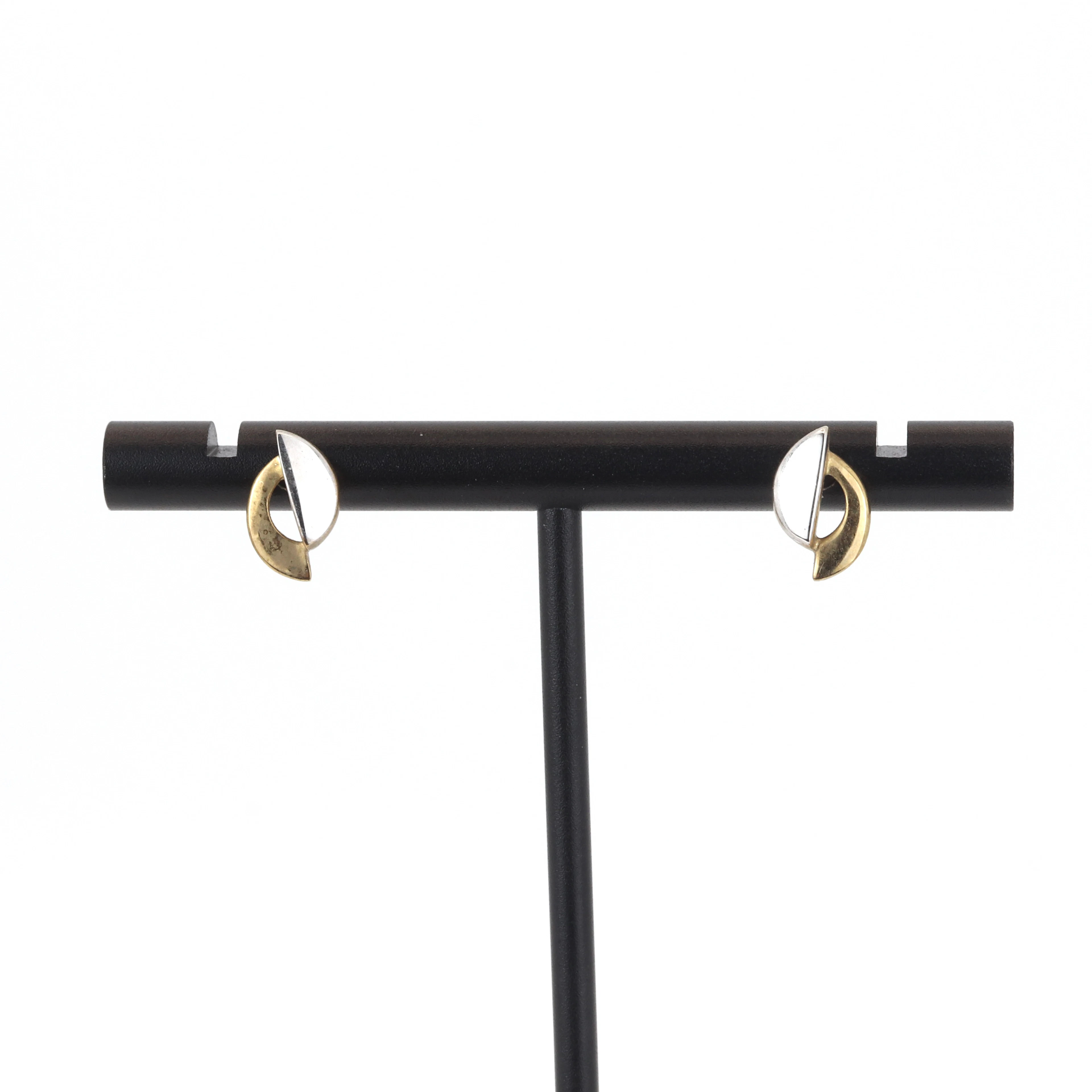 9CT BICOLOUR GOLD EARRINGS.
